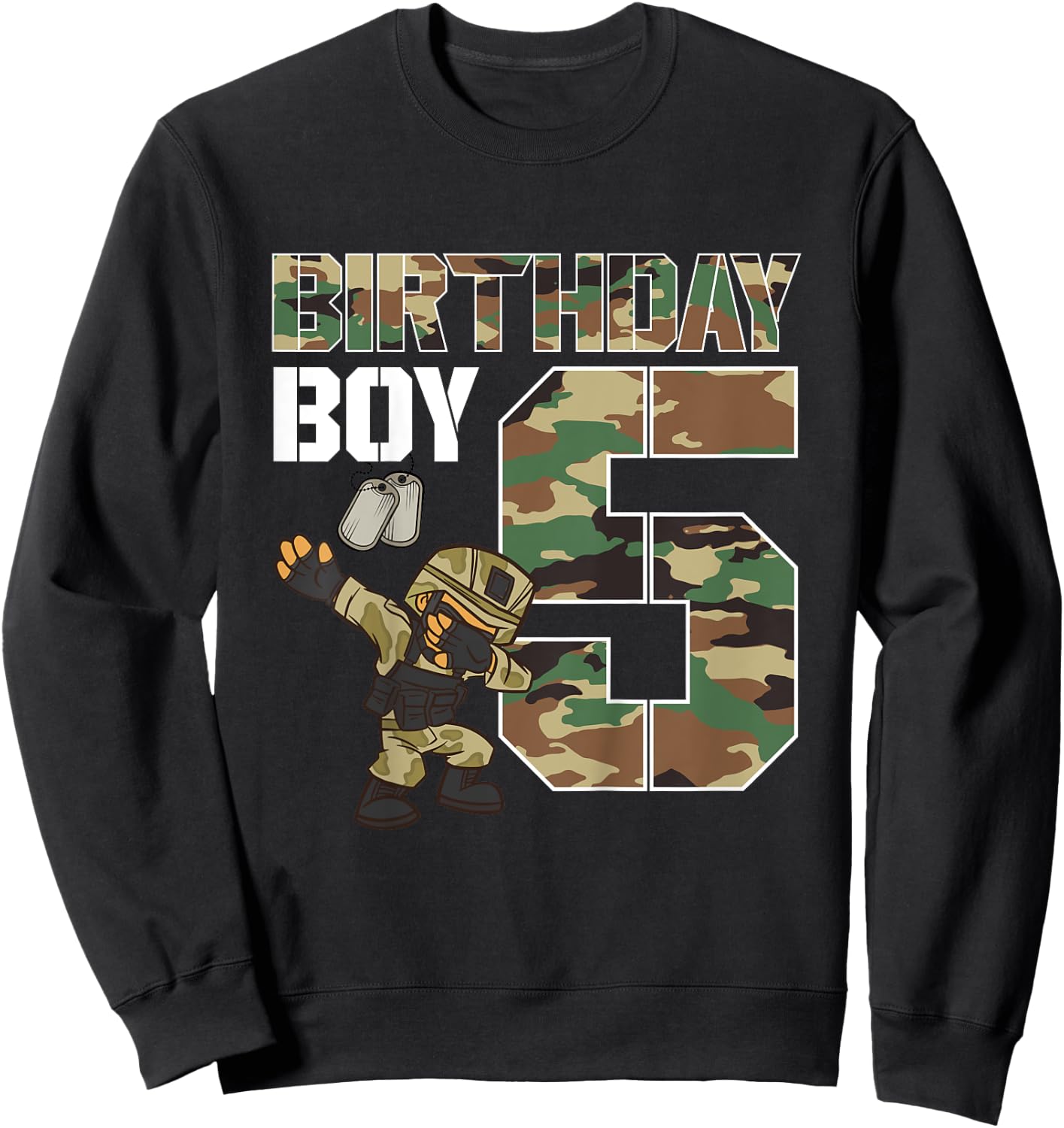 Kids 5 Year Old Boy Military Army 5th Birthday Boy Matching Sweatshirt - Sweatshirt | Black
