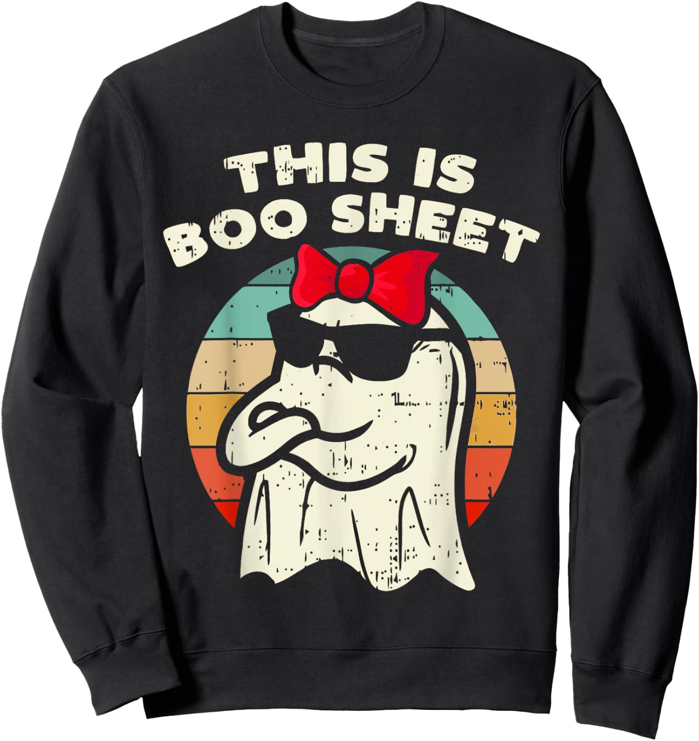 This Is Boo Sheet Ghost Retro Halloween Women Kids Girls Sweatshirt - Sweatshirt | Black