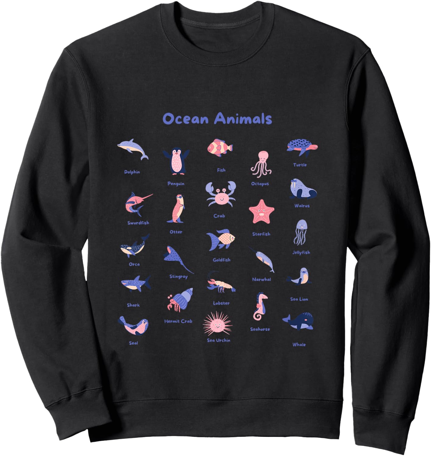 Kids Ocean Animal Shirts Kids Ocean Animal Shirt For Toddler Boys Sweatshirt - Sweatshirt | Black
