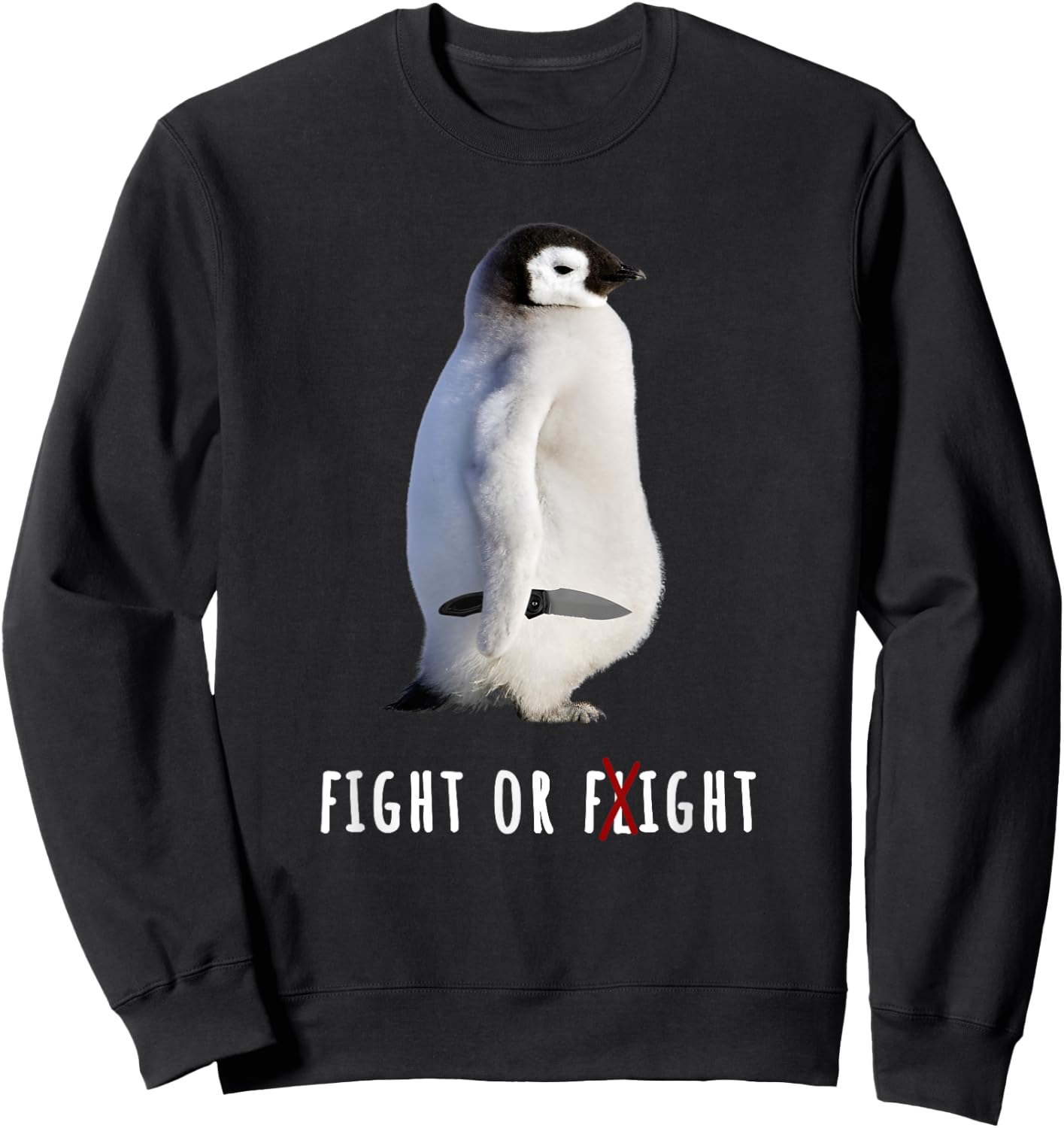 Fight Or Flight Funny Penguin Meme Anxiety Psychologist Pun Sweatshirt - Sweatshirt | Black