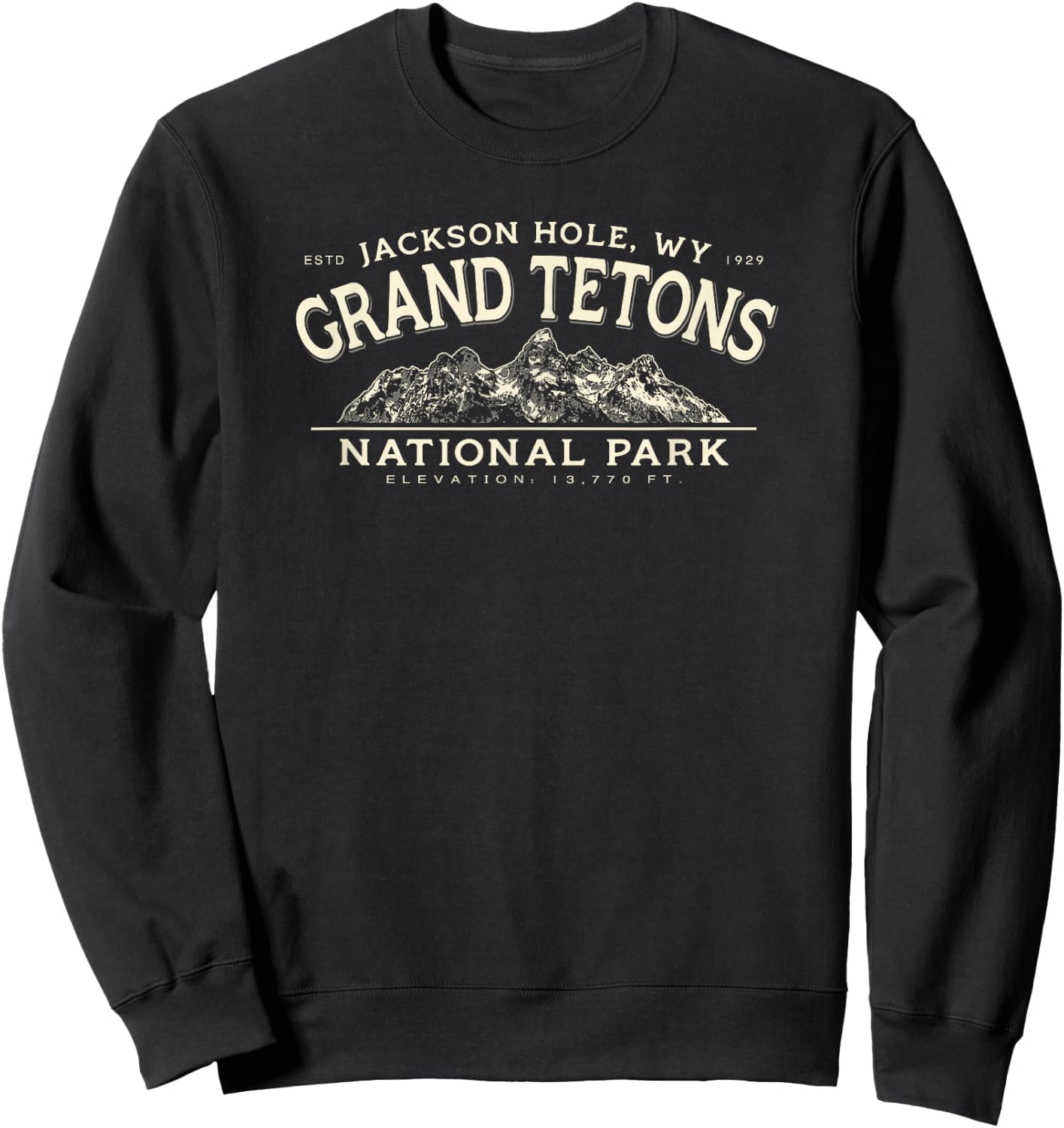 Grand Teton National Park Mountains Graphic Sweatshirt - Sweatshirt | Black