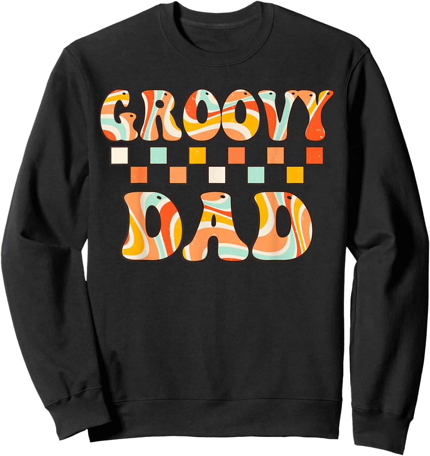 Retro Groovy Dad Matching Family 1st Birthday Party Sweatshirt - Sweatshirt | Black