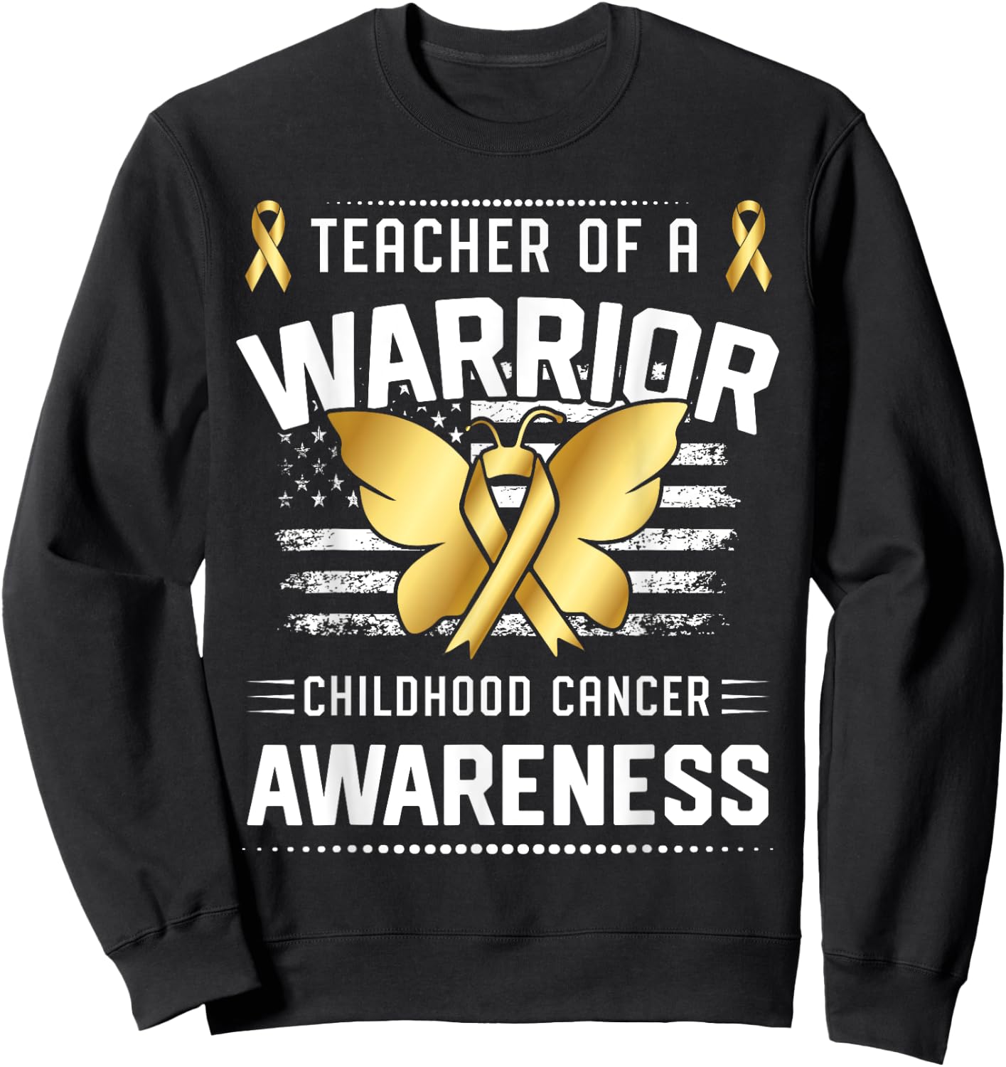 Teacher Of A Warrior Childhood Cancer Awareness Sweatshirt - Sweatshirt | Black