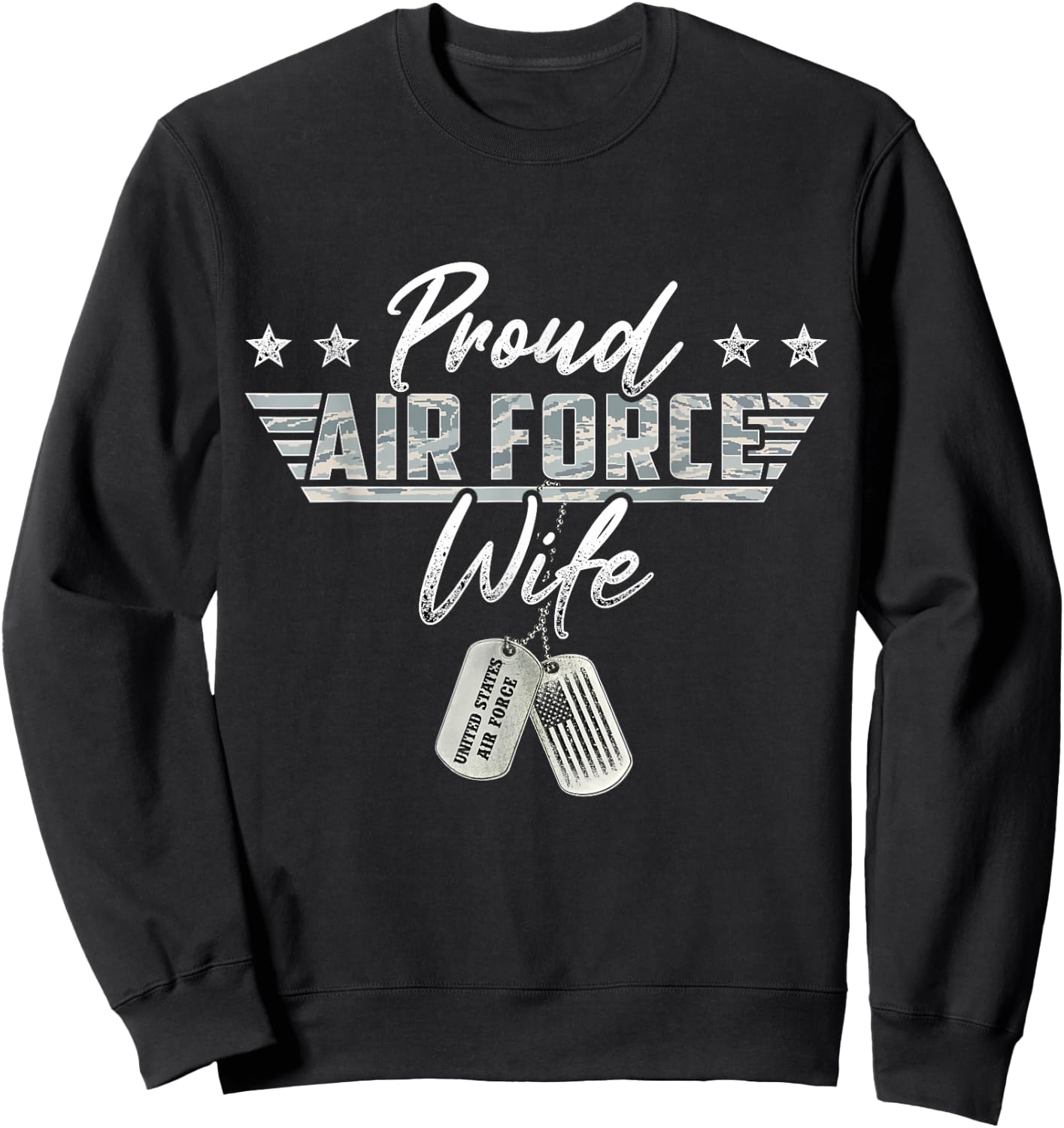 Proud Air Force Wife Military US Air Force Family Matching Sweatshirt - Sweatshirt | Black