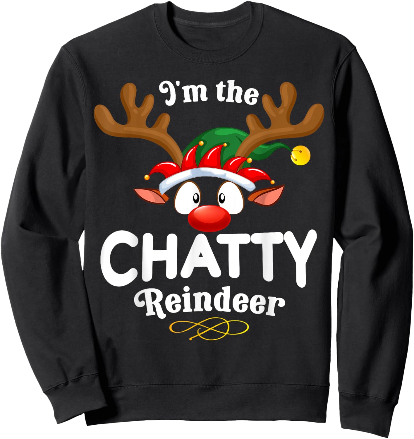 Christmas PJS Chatty Xmas Reindeer Matching Sweatshirt - Sweatshirt | Black