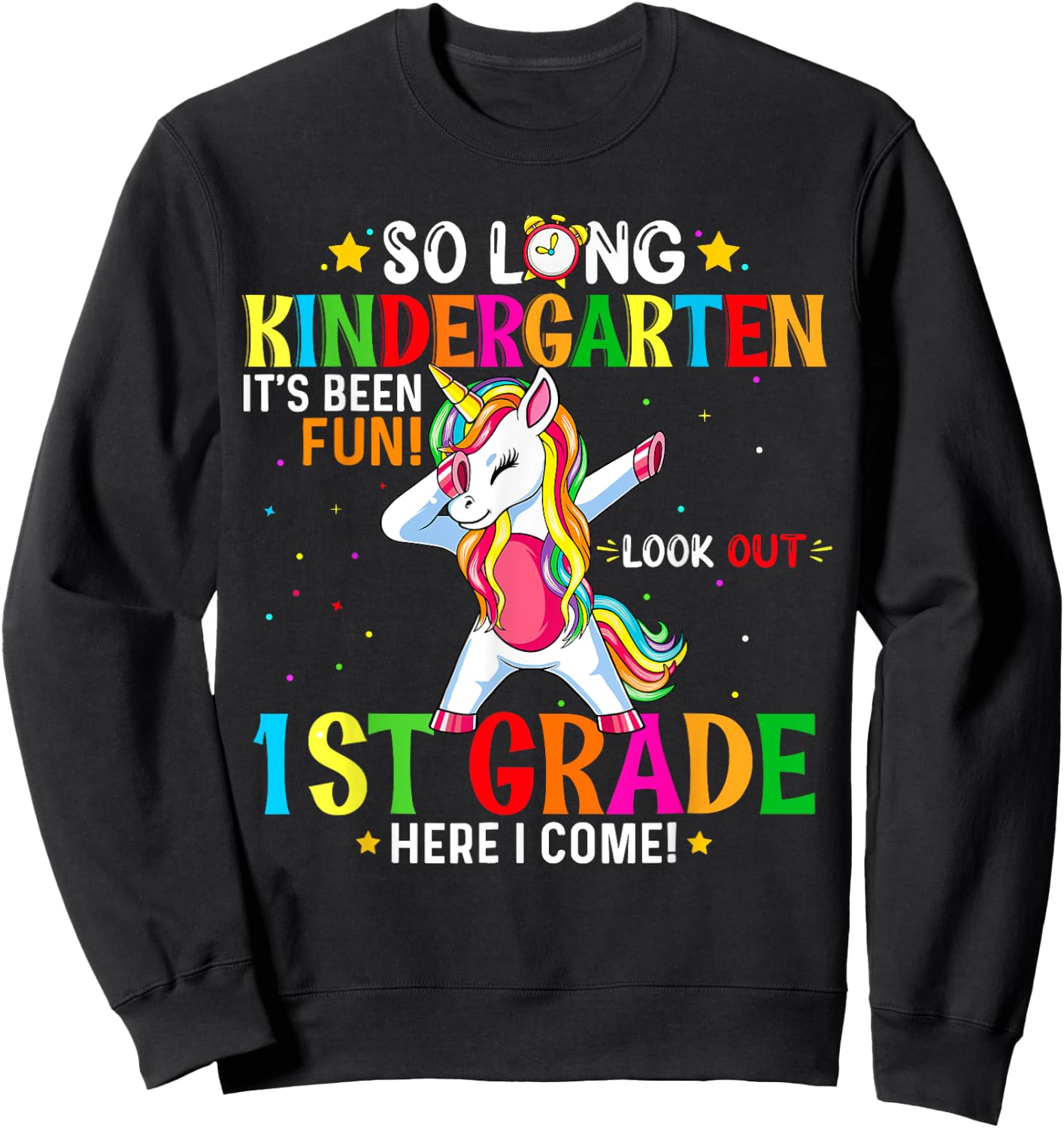 Kids So Long Kindergarten Graduation Class 2025 Unicorn Dab Sweatshirt - Sweatshirt | Black