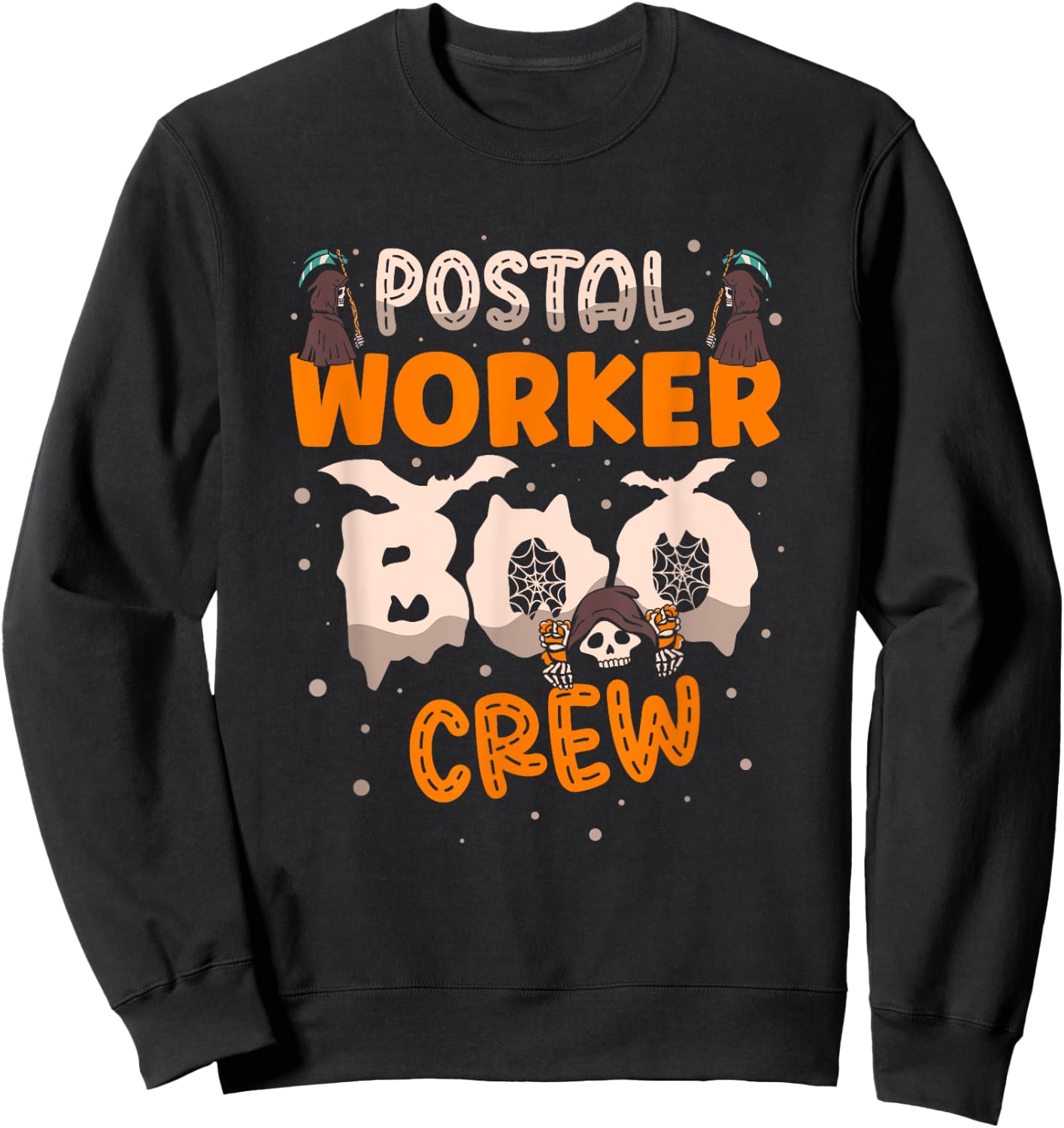 Postal Worker Boo Crew Funny Halloween Postal Worker Sweatshirt - Sweatshirt | Black