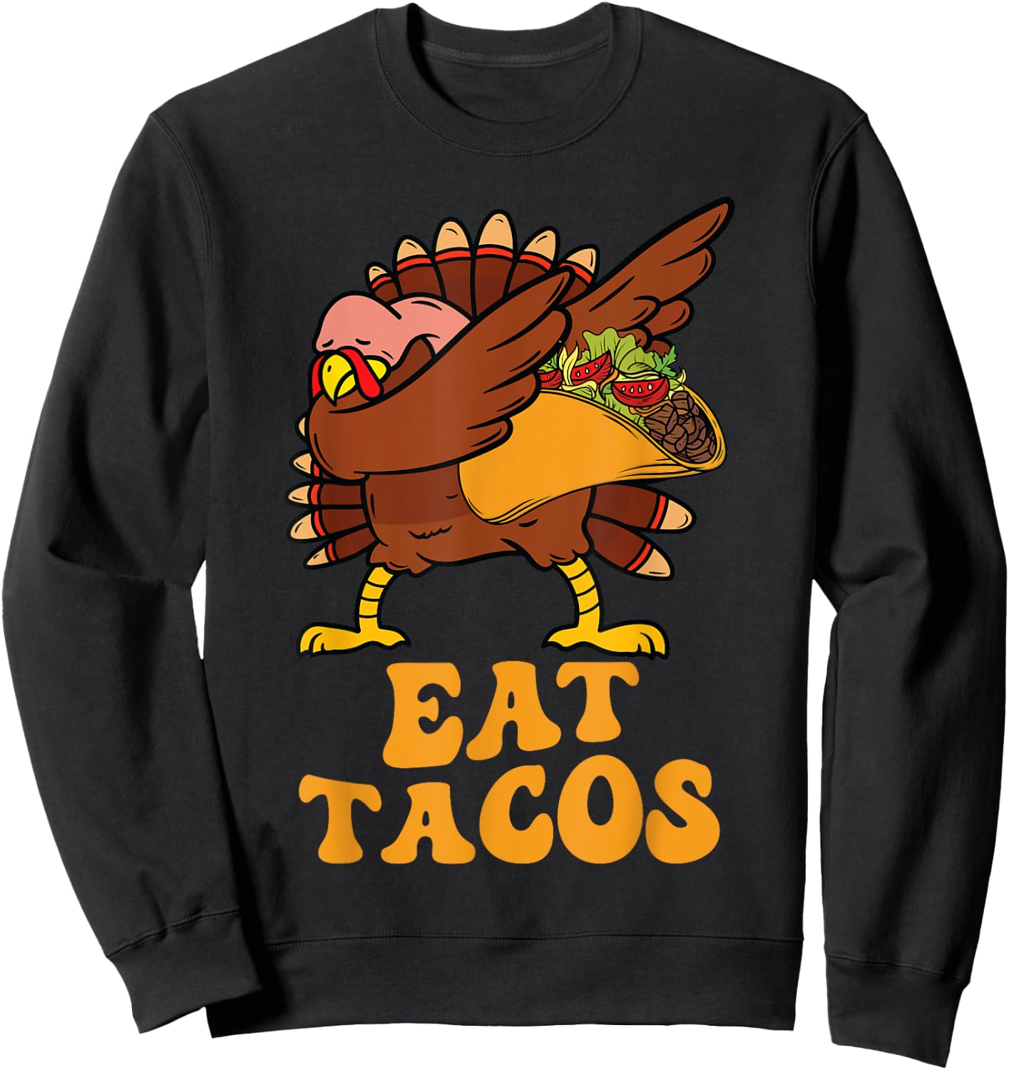 Thanksgiving Turkey Eat Tacos Funny Turkey Vegan Kids Boys Sweatshirt - Sweatshirt | Black