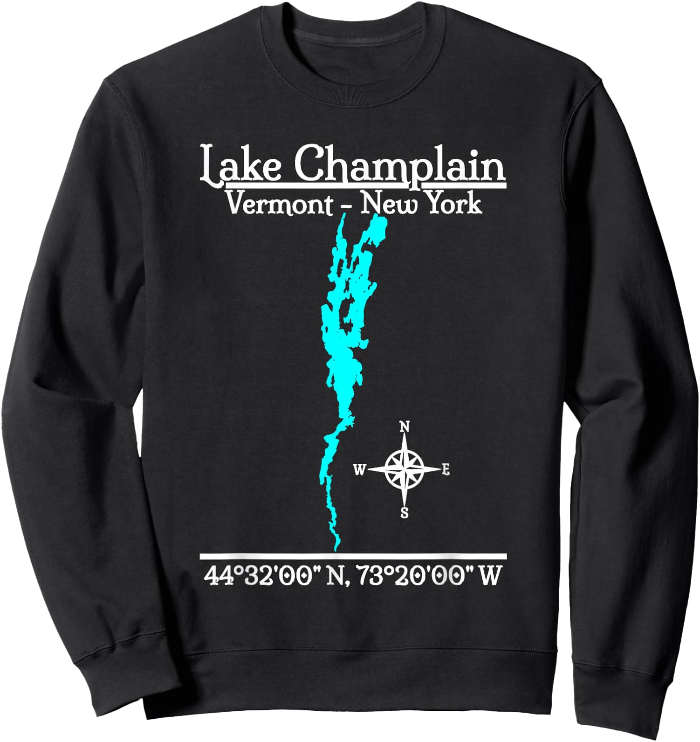 Lake Champlain, New York and Vermont Sweatshirt - Sweatshirt | Black