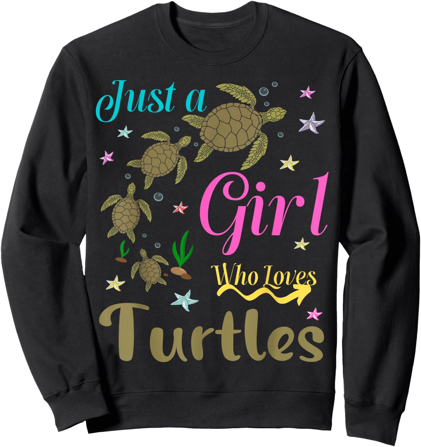 Turtles Squad For Girl Turtle Sea Reptile Pyjamas For Girls Sweatshirt - Sweatshirt | Black