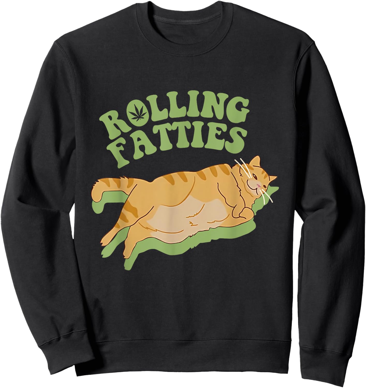 Vintage Rolling Fatties Cat Retro Kitty Kitten Meow MenWomen Sweatshirt - Sweatshirt | Black
