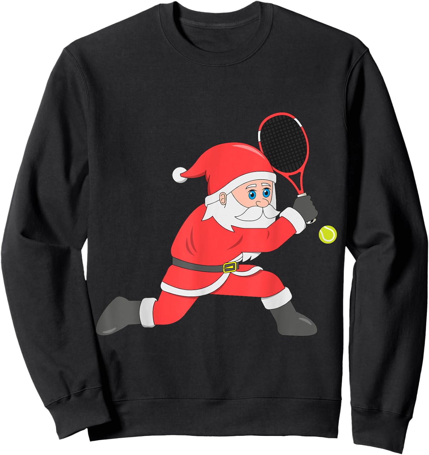 Santa Tennis Christmas Cool Sport Xmas Pajama Holiday Party Sweatshirt - Sweatshirt | Black