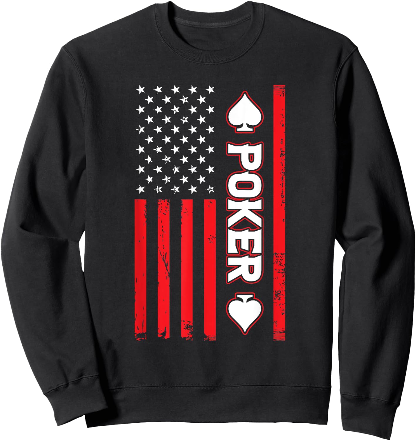 Funny Poker American Flag USA Casino Play Card Gambler Poker Men Sweatshirt - Sweatshirt | Black