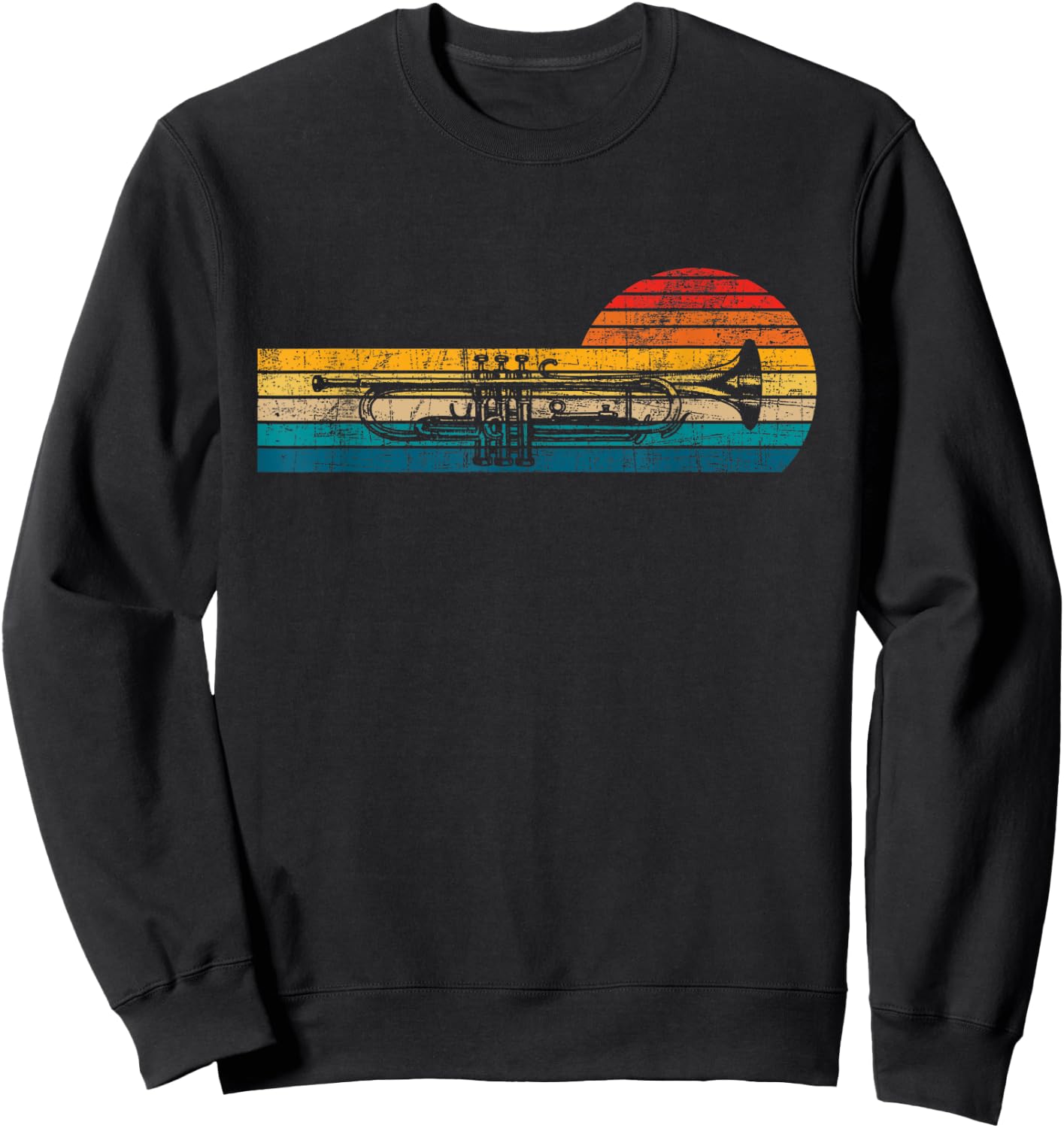 Retro Vintage Trumpet - Trumpeter Jazz Music Lover Sweatshirt - Sweatshirt | Black