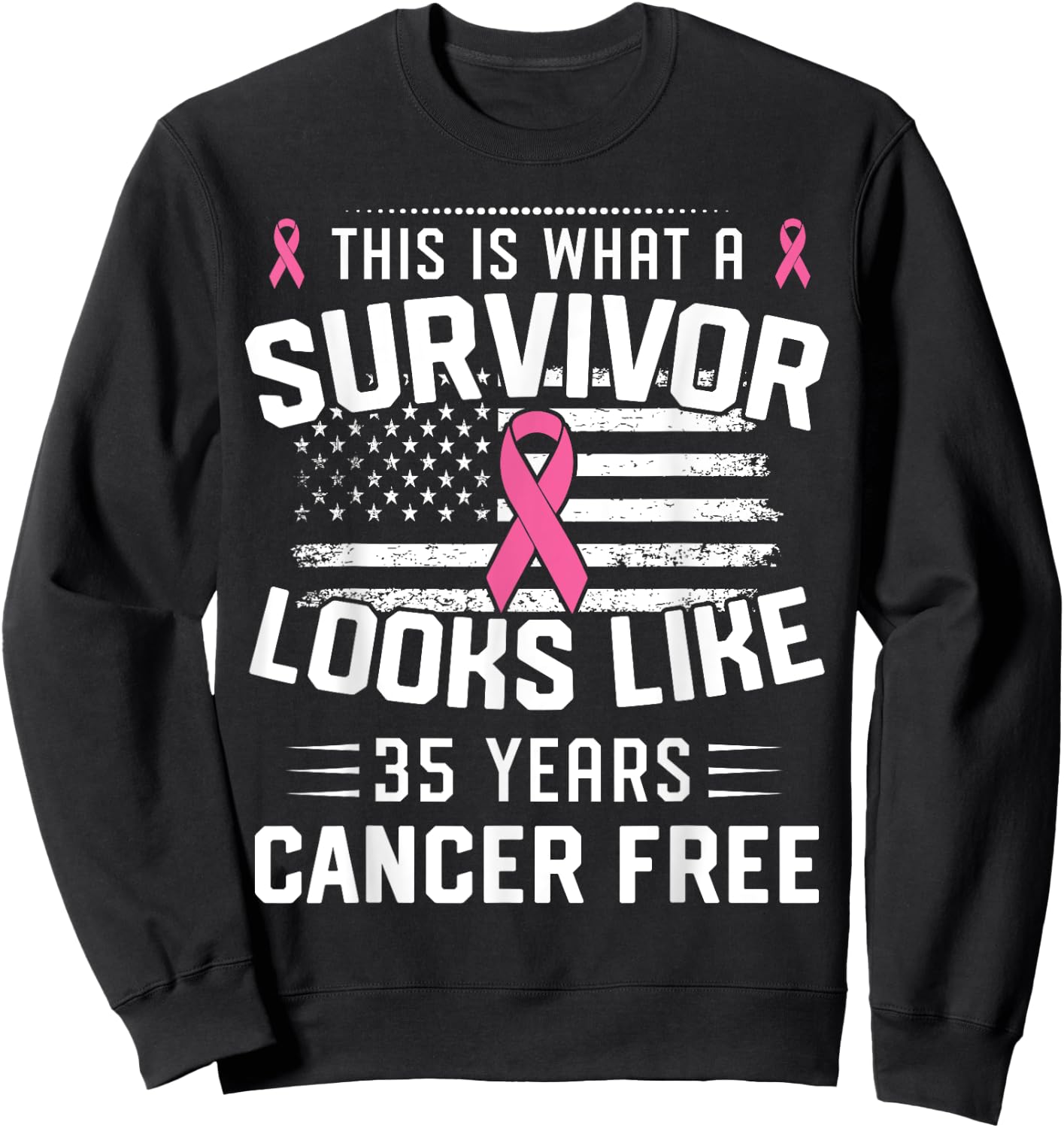 Breast Cancer 35 Years Survivor Of Being Breast Cancer Free Sweatshirt - Sweatshirt | Black