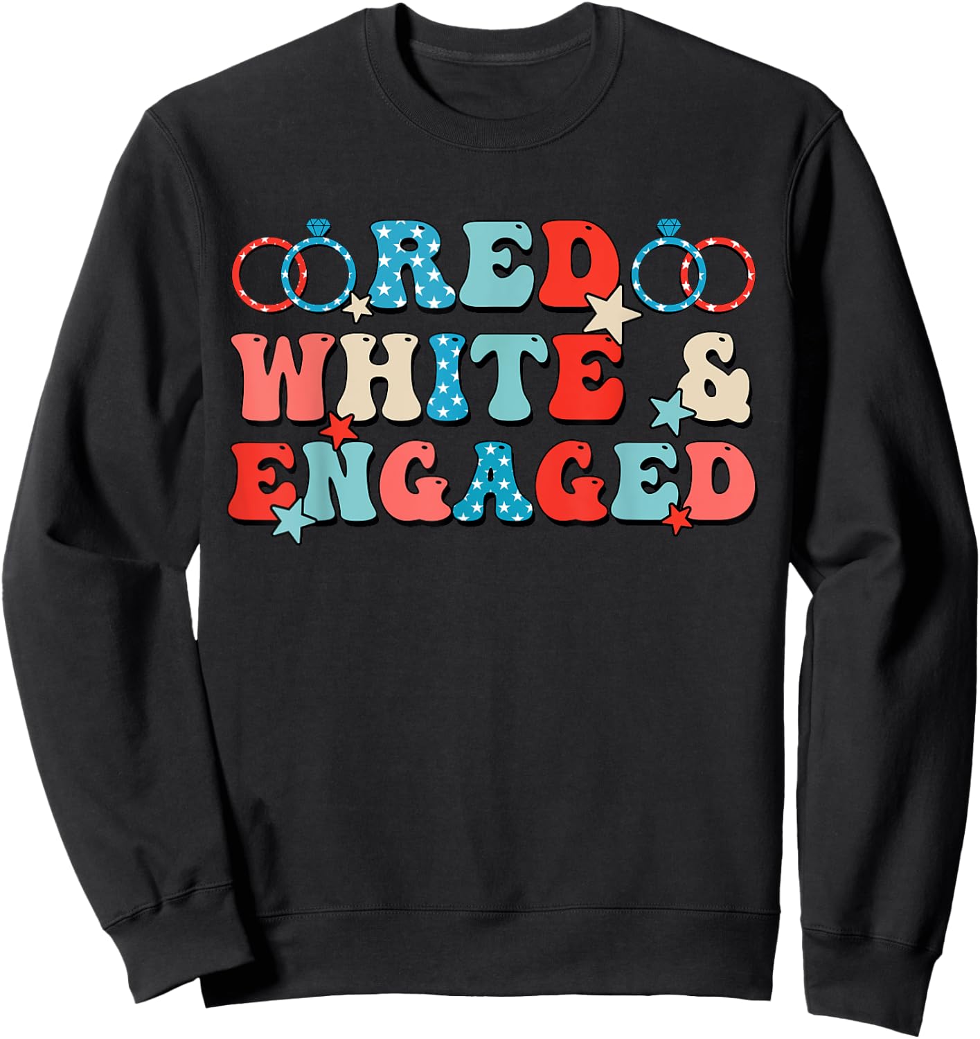 Red White And Engaged Men Women 4th Of July Usa Flag Sweatshirt - Sweatshirt | Black