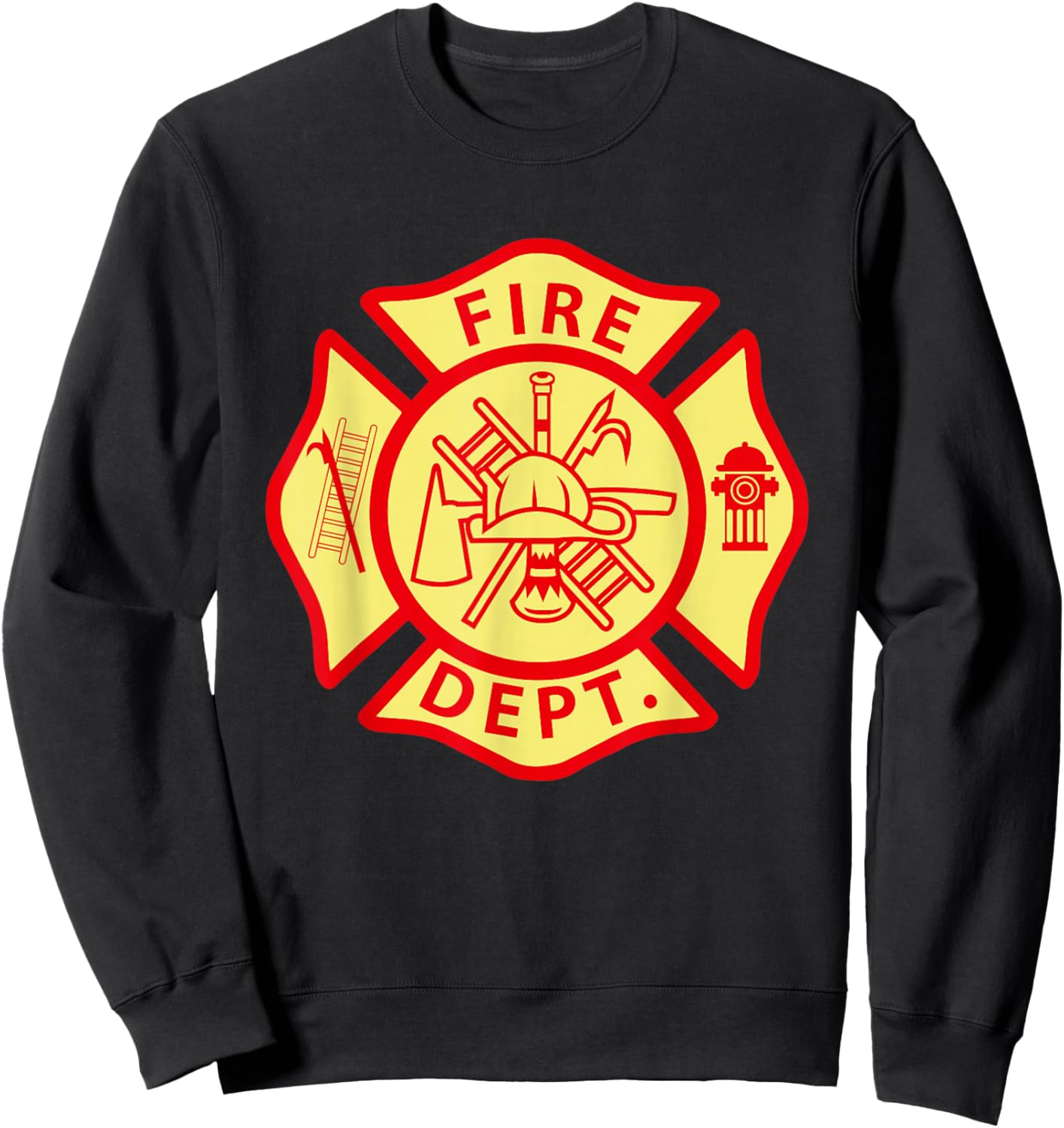 Fire Department Logo Uniform Fireman Symbol Firefighter Gear Sweatshirt - Sweatshirt | Black