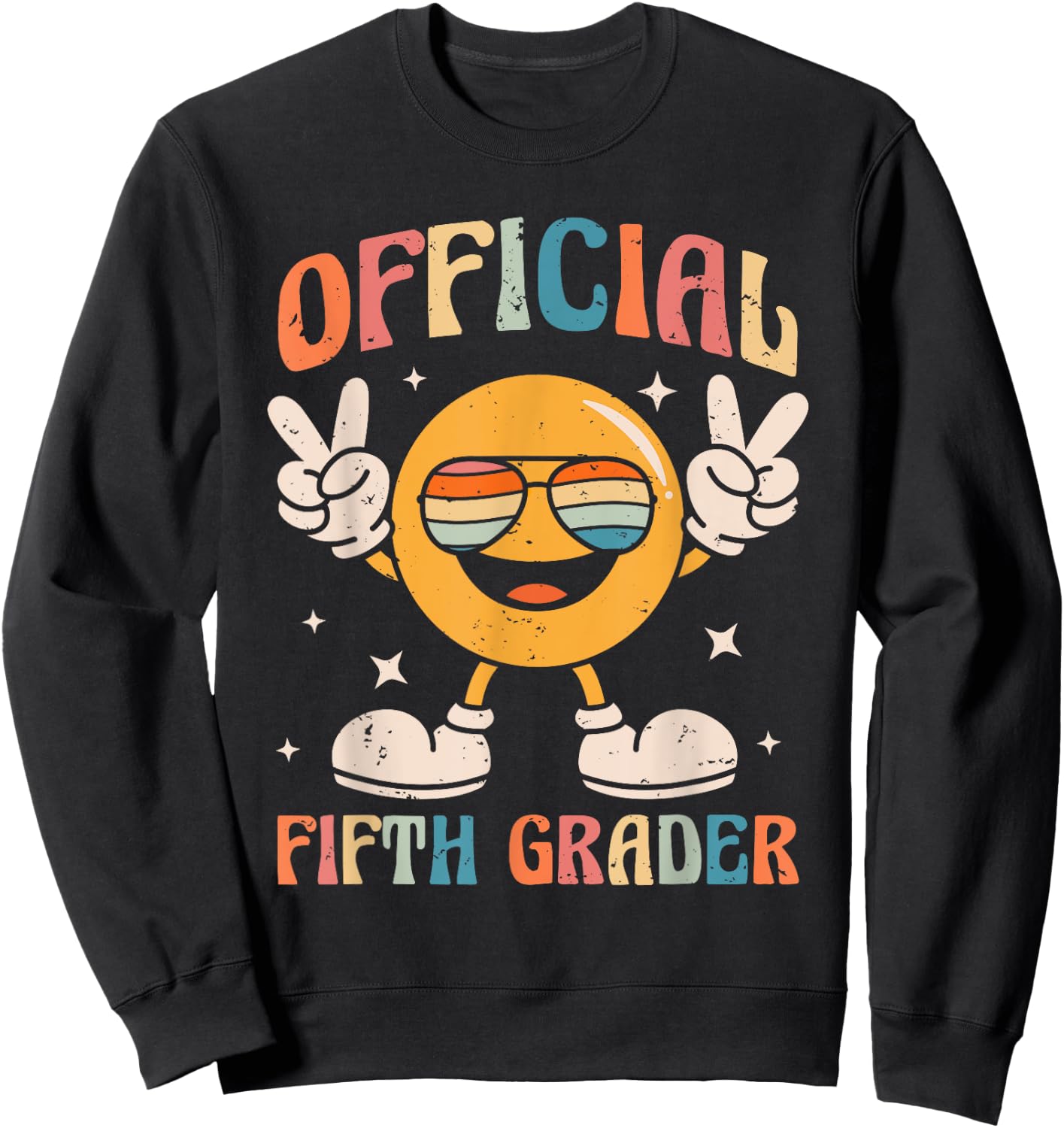 Official Fifth Grader - 5th Grade Retro Back To School Kids Sweatshirt - Sweatshirt | Black