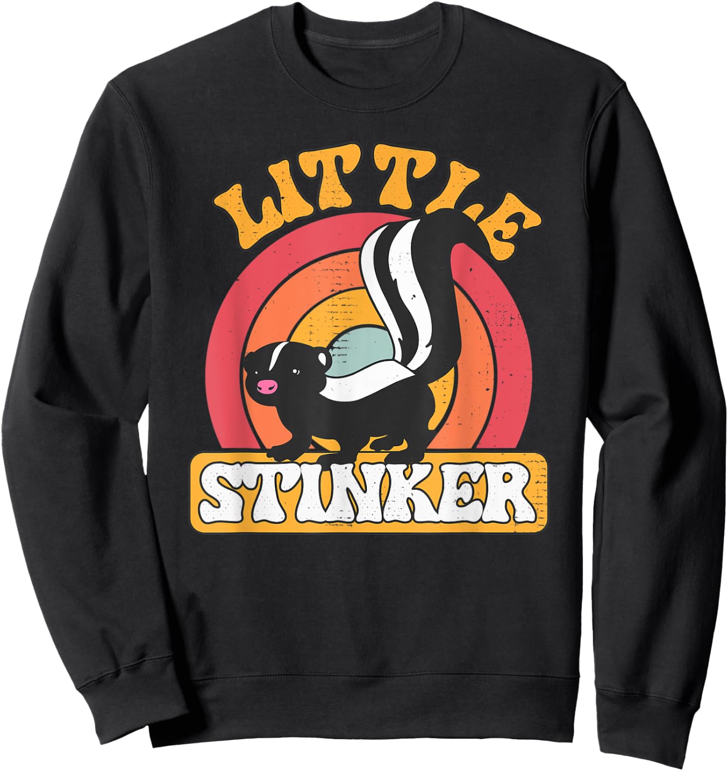 Little Stinker Skunk Pet Retro Vintage Skunk Sweatshirt - Sweatshirt | Black
