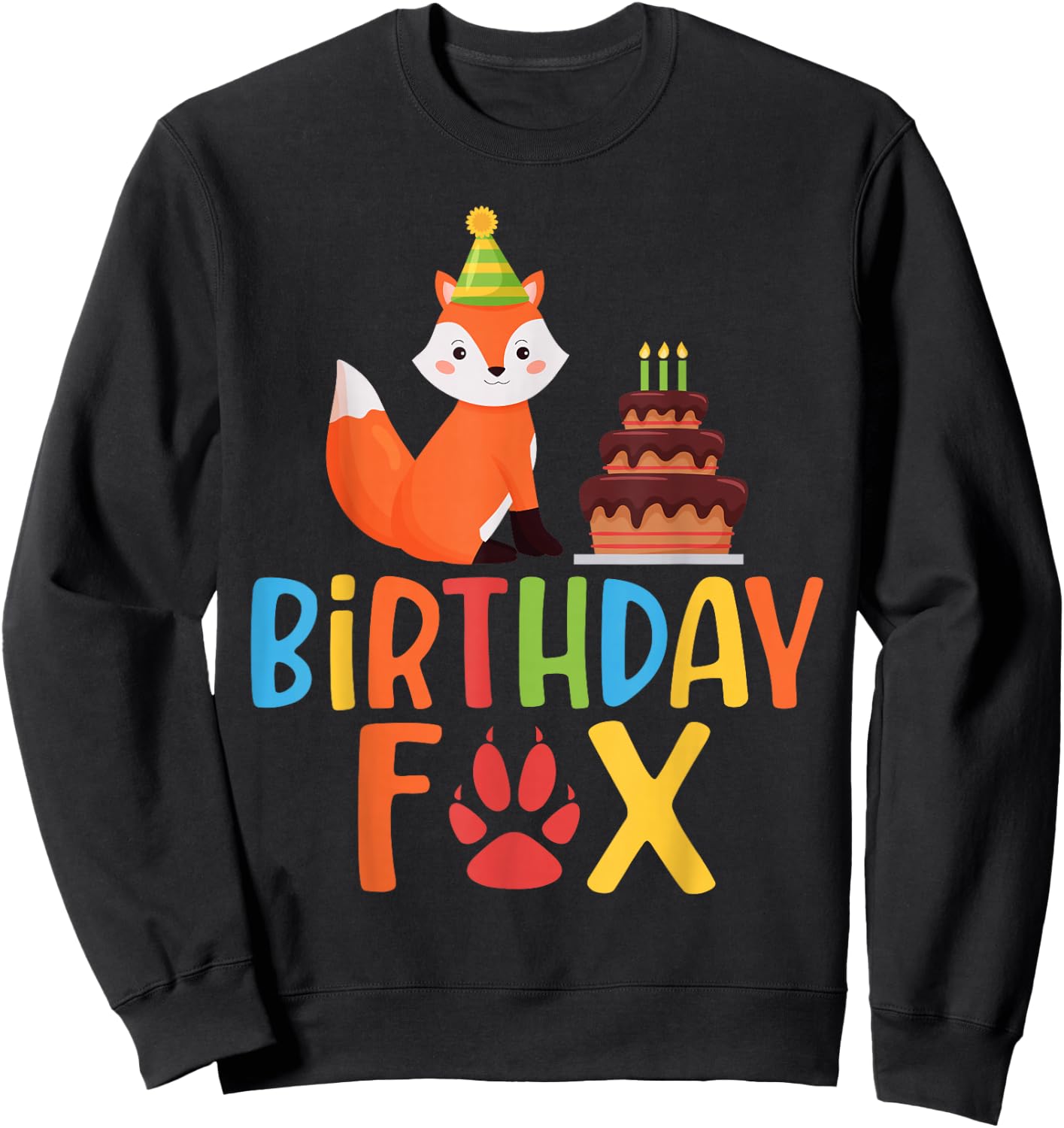 Birthday Fox Birthday Sweatshirt - Sweatshirt | Black