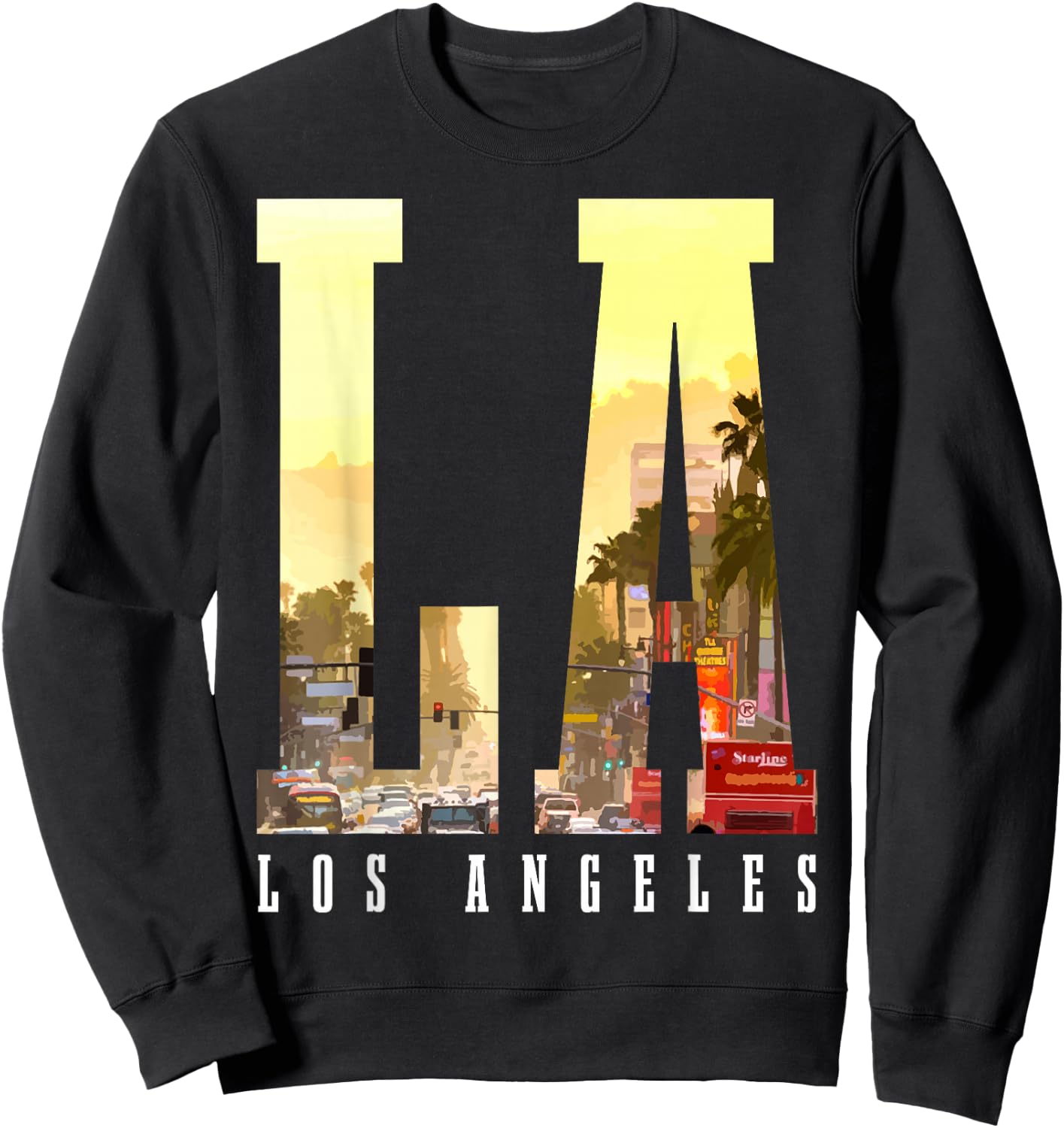 Los Angeles LA Skyline Vintage California LA Sweatshirt - Sweatshirt | Black