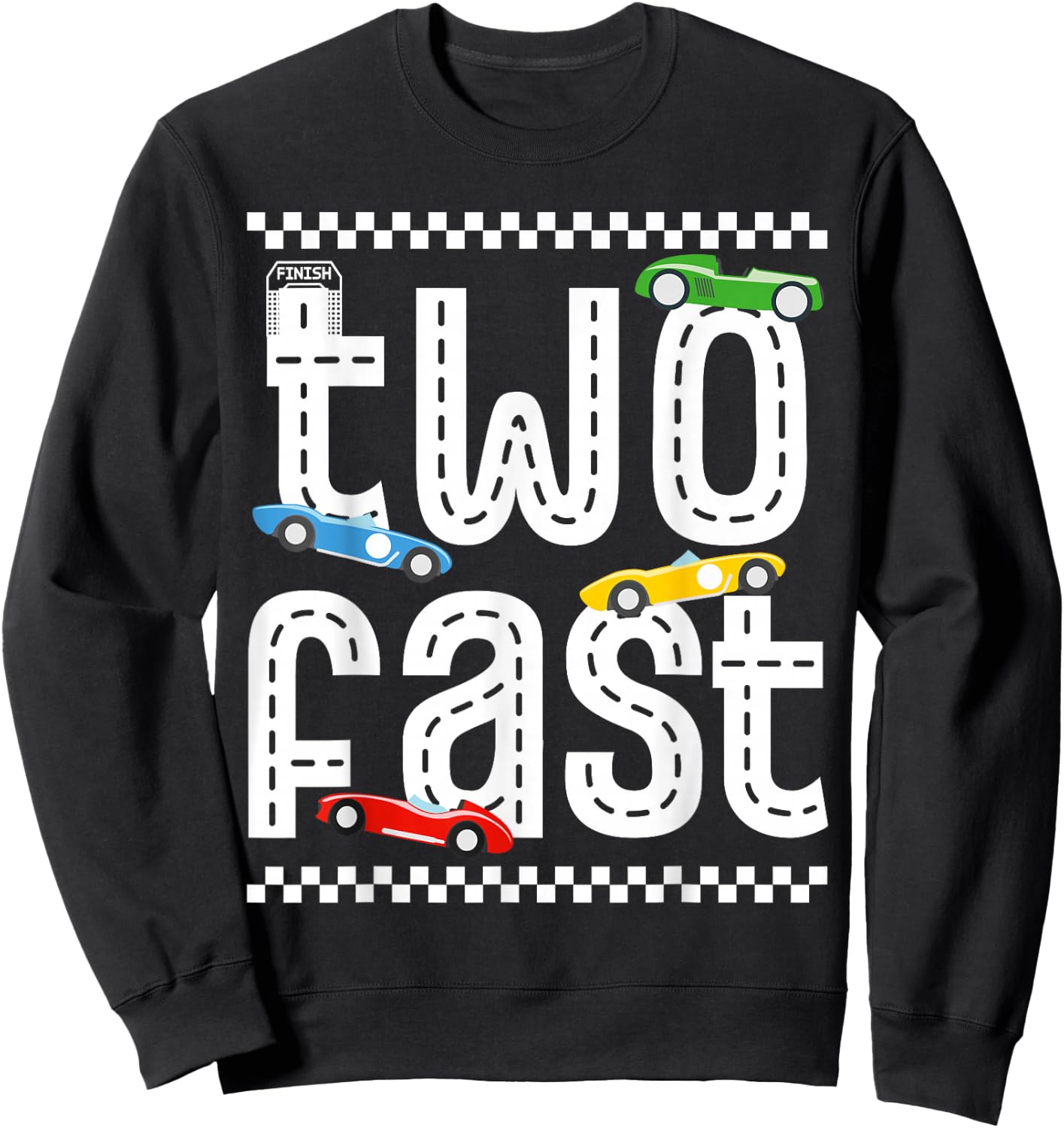Two Fast 2 Curious Birthday 2 Years Old Race Car Speed Party Sweatshirt - Sweatshirt | Black