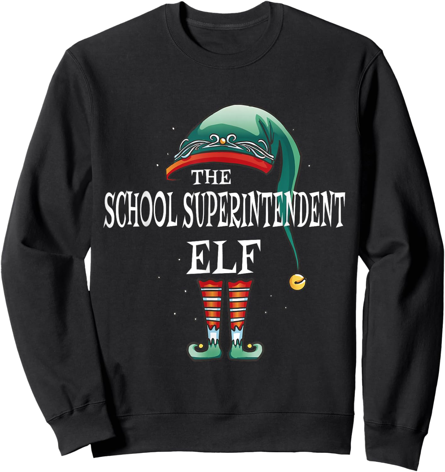 School Superintendent Elf Job Christmas Sweatshirt - Sweatshirt | Black