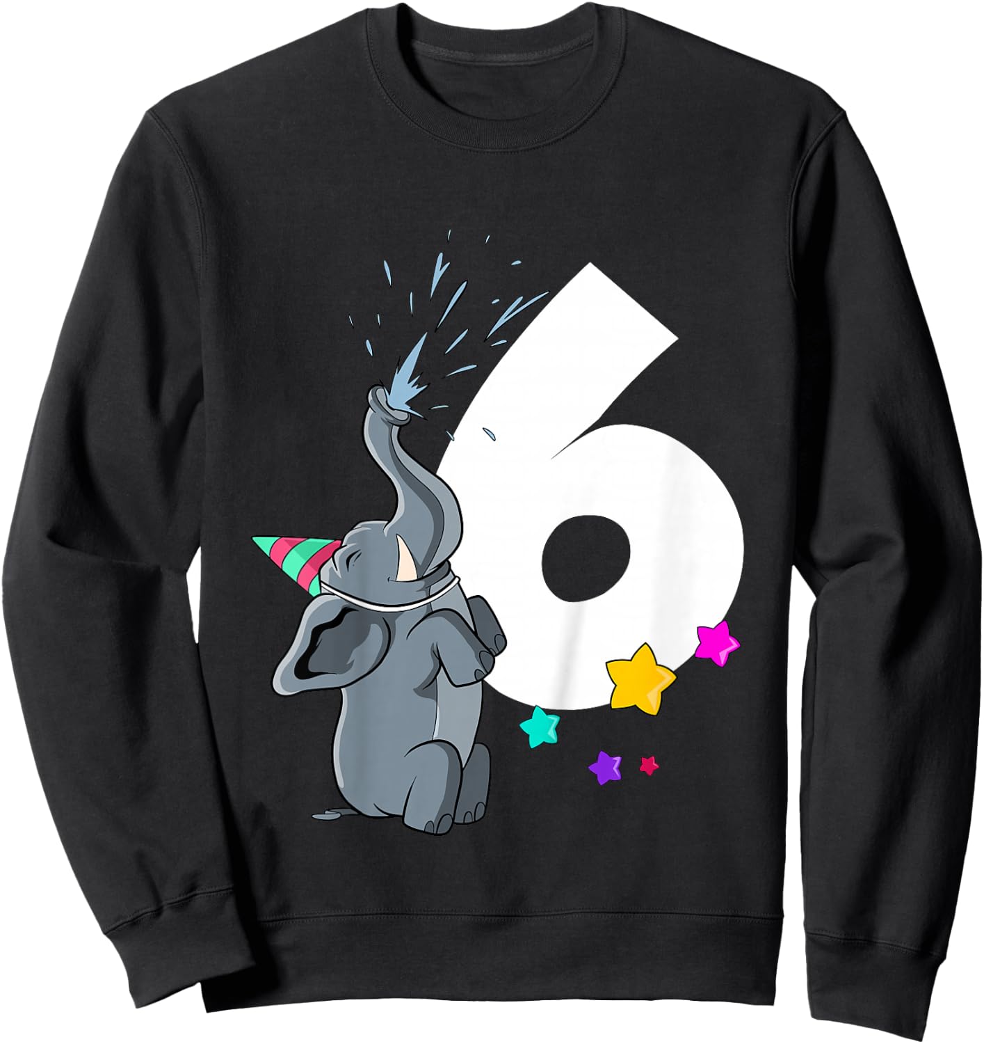 Kids Elephant 6th birthday 6 years old Sweatshirt - Sweatshirt | Black