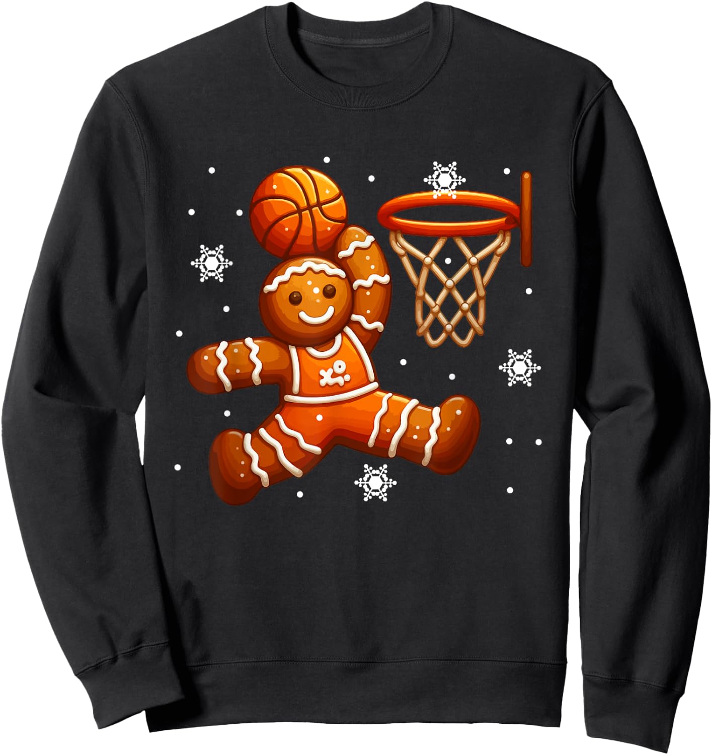 Gingerbread Playing Basketball Christmas Cookie Player Team Sweatshirt - Sweatshirt | Black