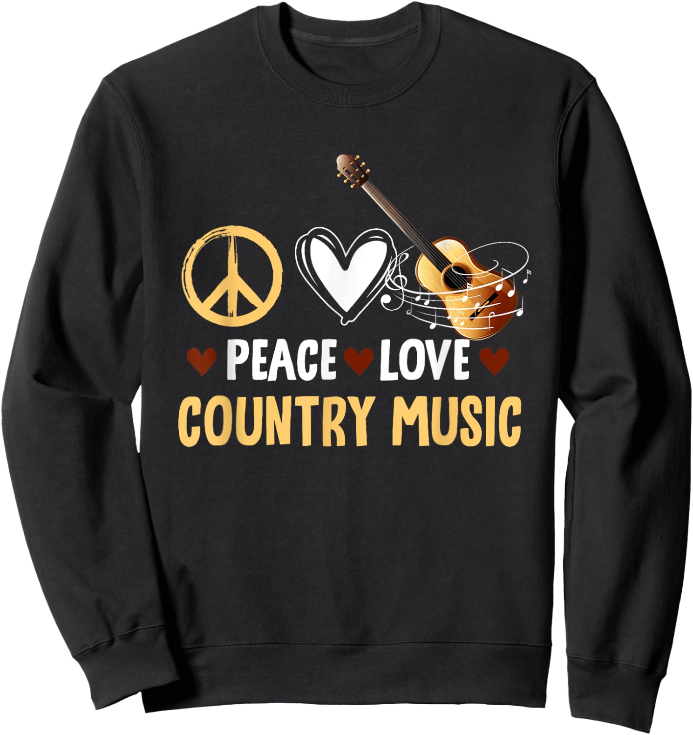 Funny Vintage Western Women Peace Love Country Music Sweatshirt - Sweatshirt | Black