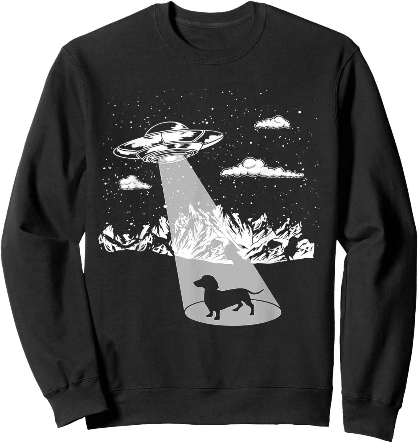 Funny Dachshund Ufo Designs Alien Abduction Dachshund for Dachshund Lovers, , Black, Short Sleeve, Small Sweatshirt - Sweatshirt | Black