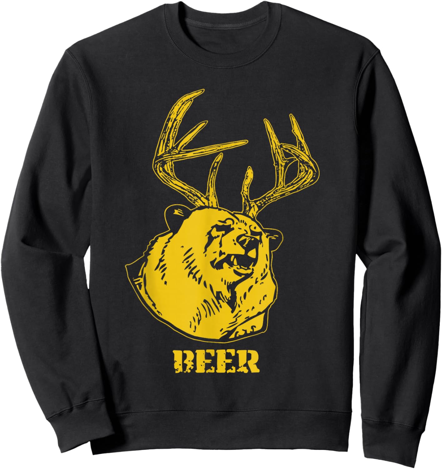 Funny Bear Plus Deer Equals Beer Deer Hunting USA Hunter Sweatshirt - Sweatshirt | Black