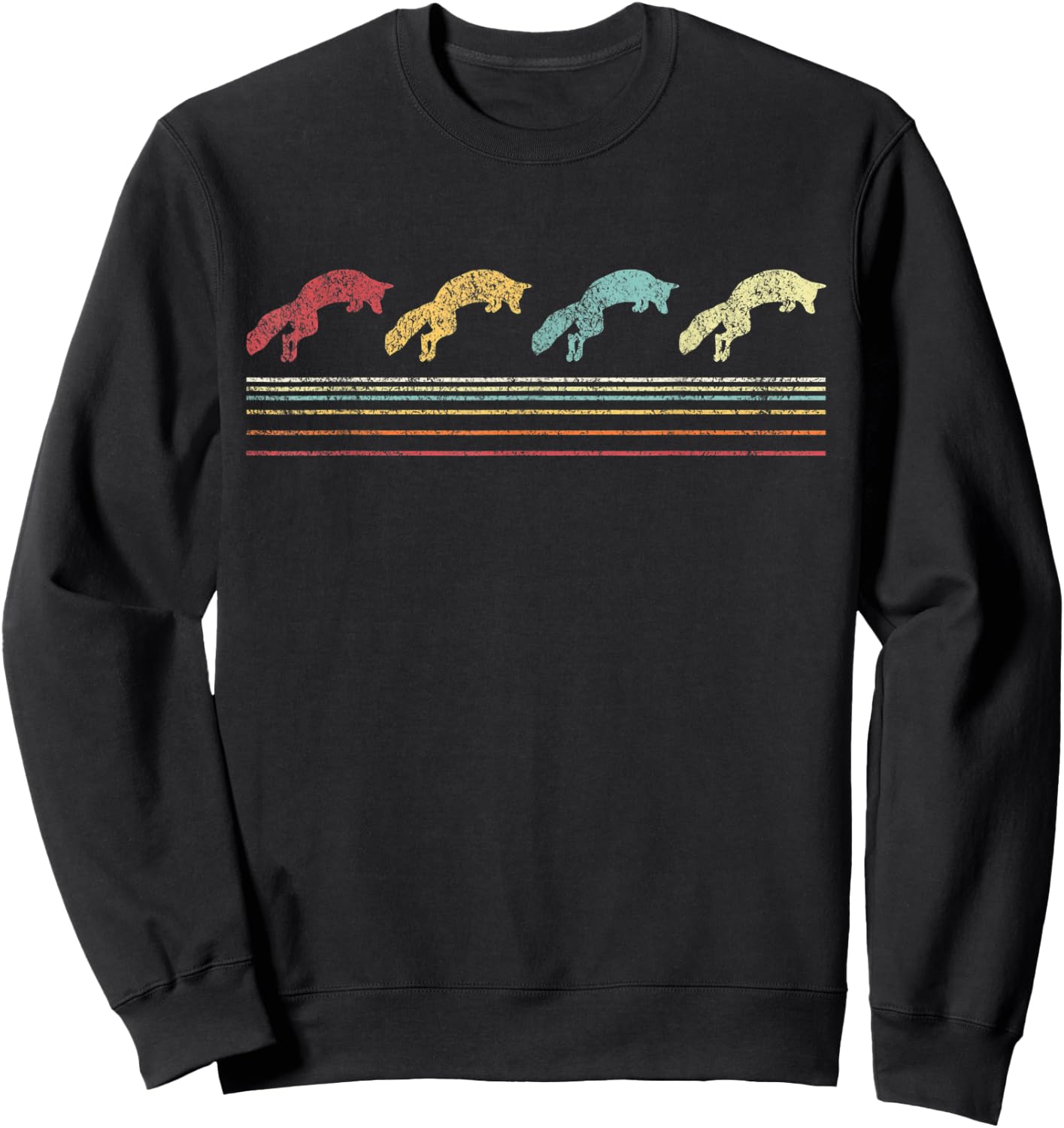 Retro Fox Lover Funny Fox Vintage Sweatshirt - Sweatshirt | Black