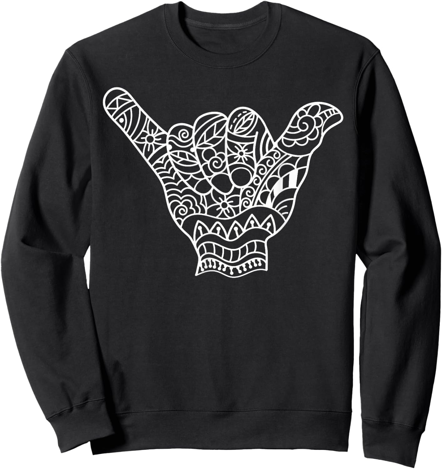Polynesian Shaka Hand Art Men Women Hawaiian Tribal Tattoo Sweatshirt - Sweatshirt | Black