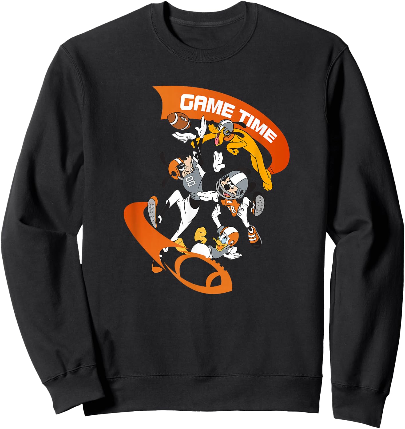 Disney Mickey Goofy Donald & Pluto Game Time Football Sports Sweatshirt - Sweatshirt | Black