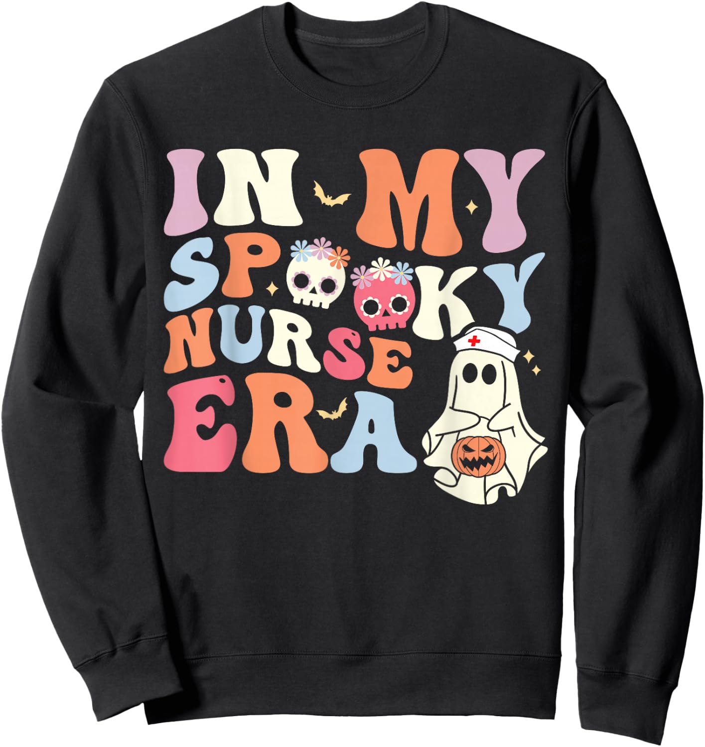 In My Spooky Nurse Era Halloween Groovy Witchy Spooky Nurse Sweatshirt - Sweatshirt | Black