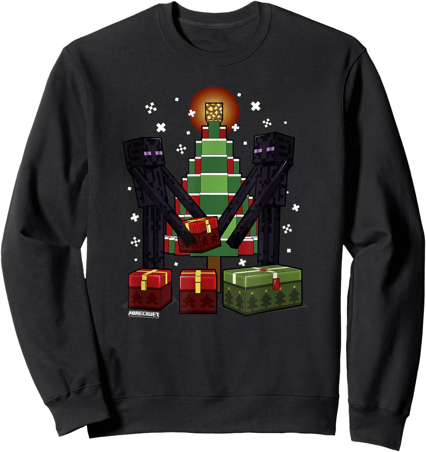 Minecraft Christmas Enderman Gift , -Adult, Blue, Small, Short Sleeve Sweatshirt - Sweatshirt | Black