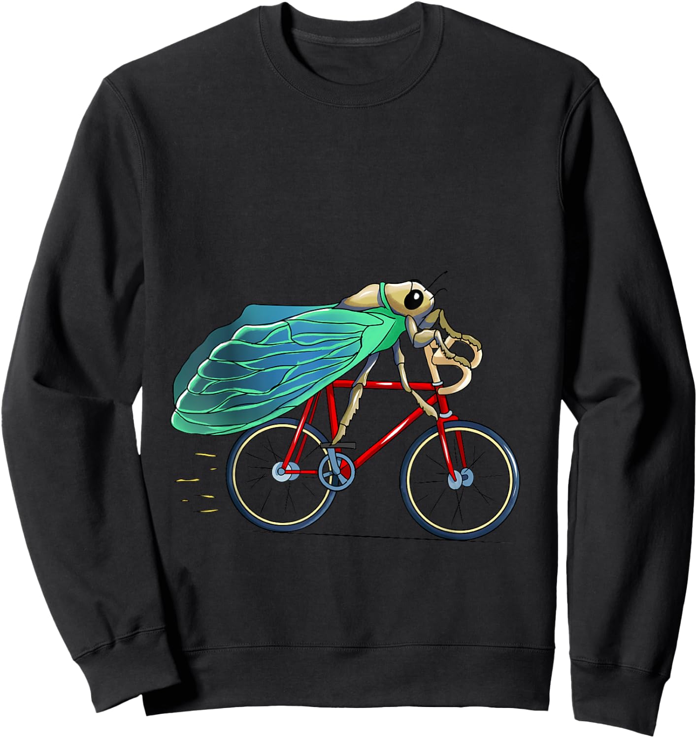 cicada Riding Bicycle Cute Biker Cyclist Sweatshirt - Sweatshirt | Black