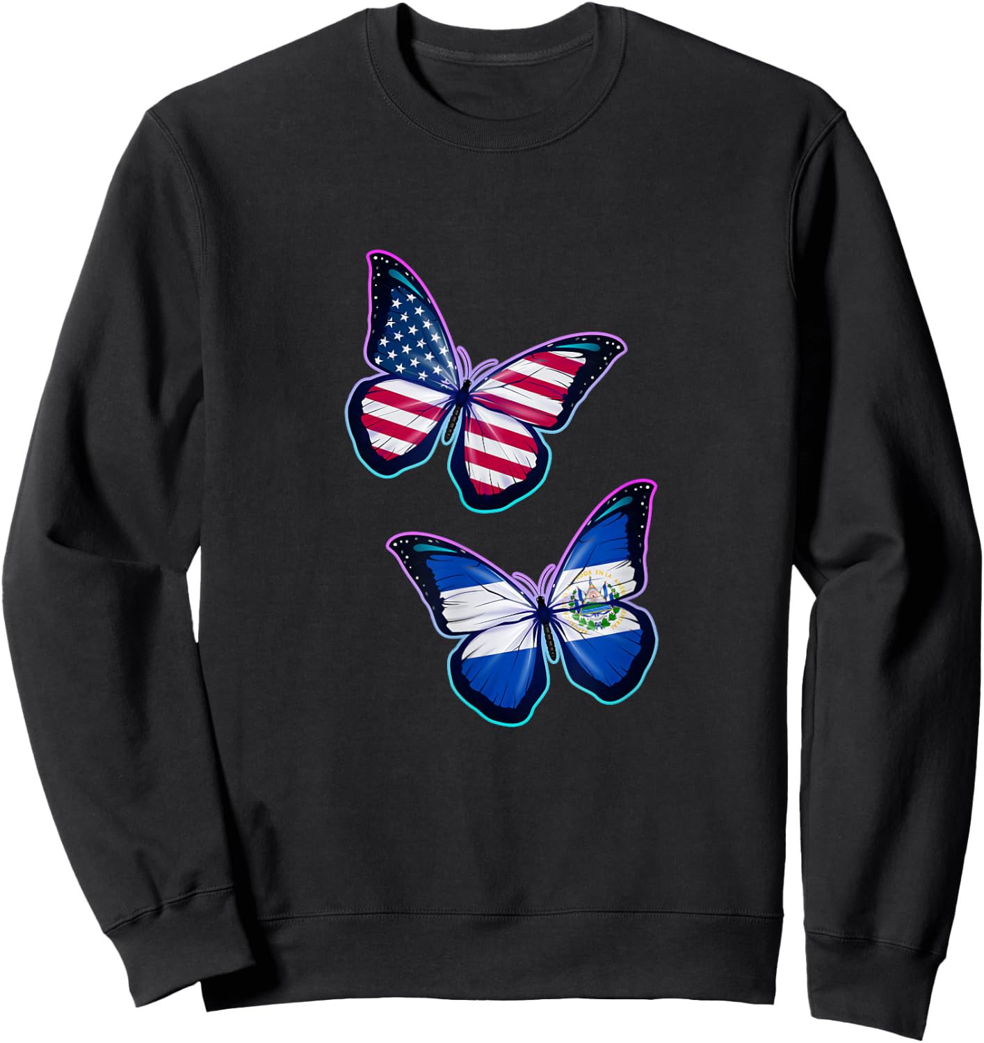 El Salvador and the USA bicultural roots. Butterfly version Sweatshirt - Sweatshirt | Black