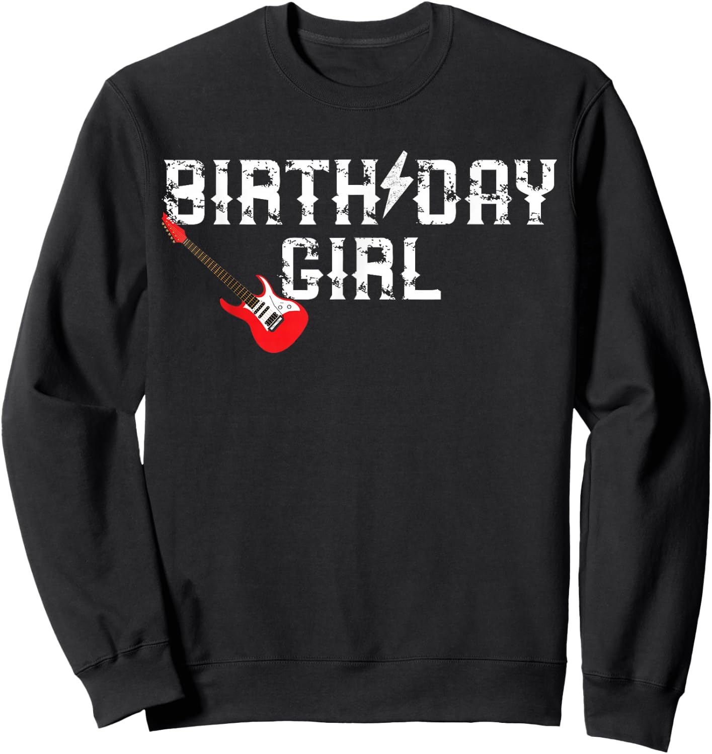 Rockin One Birthday Girl Family Matching Rock Guitar Sweatshirt - Sweatshirt | Black