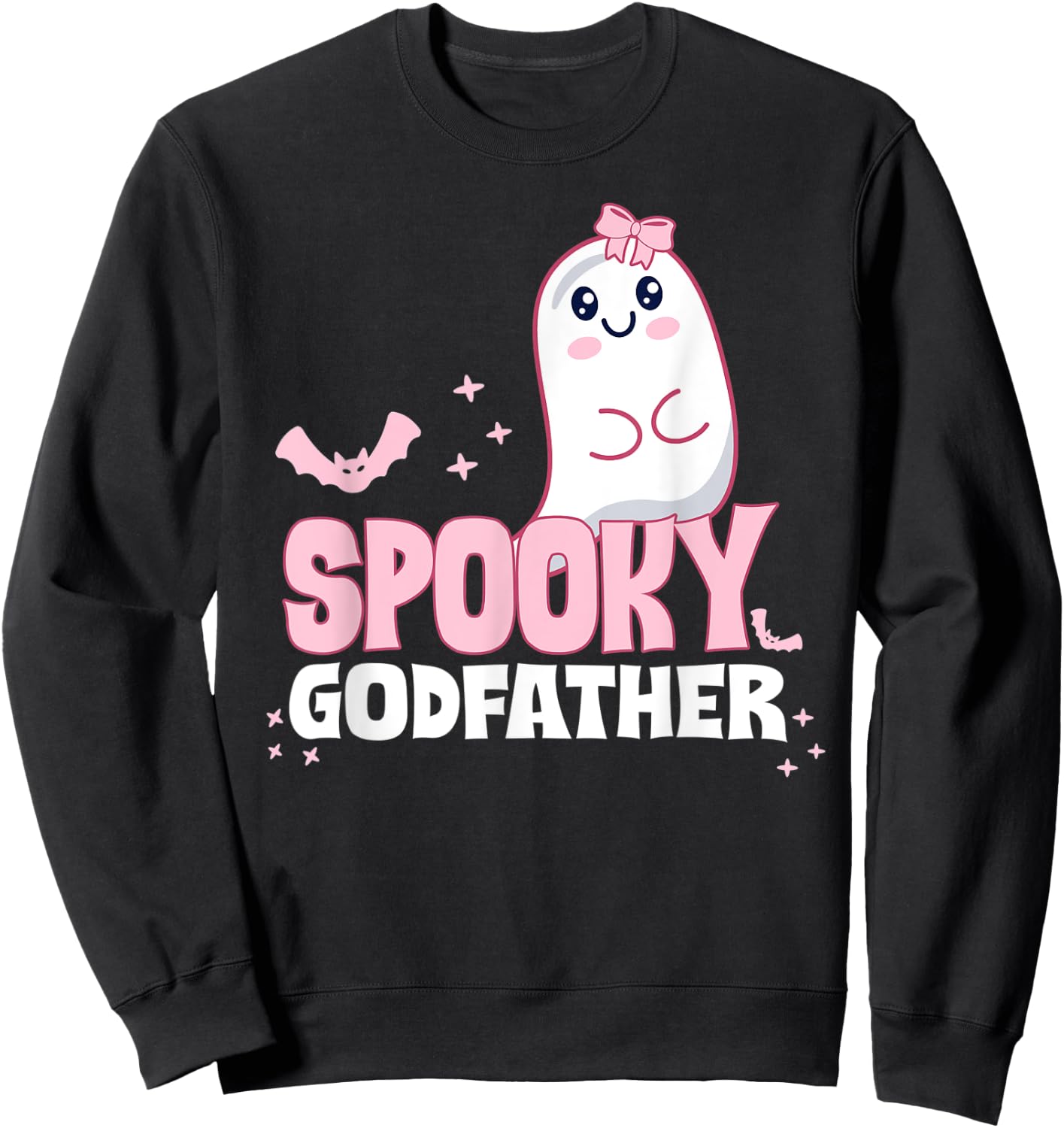 Spooky Godfather Family Cute Pink White Ghost Boo Halloween Sweatshirt - Sweatshirt | Black