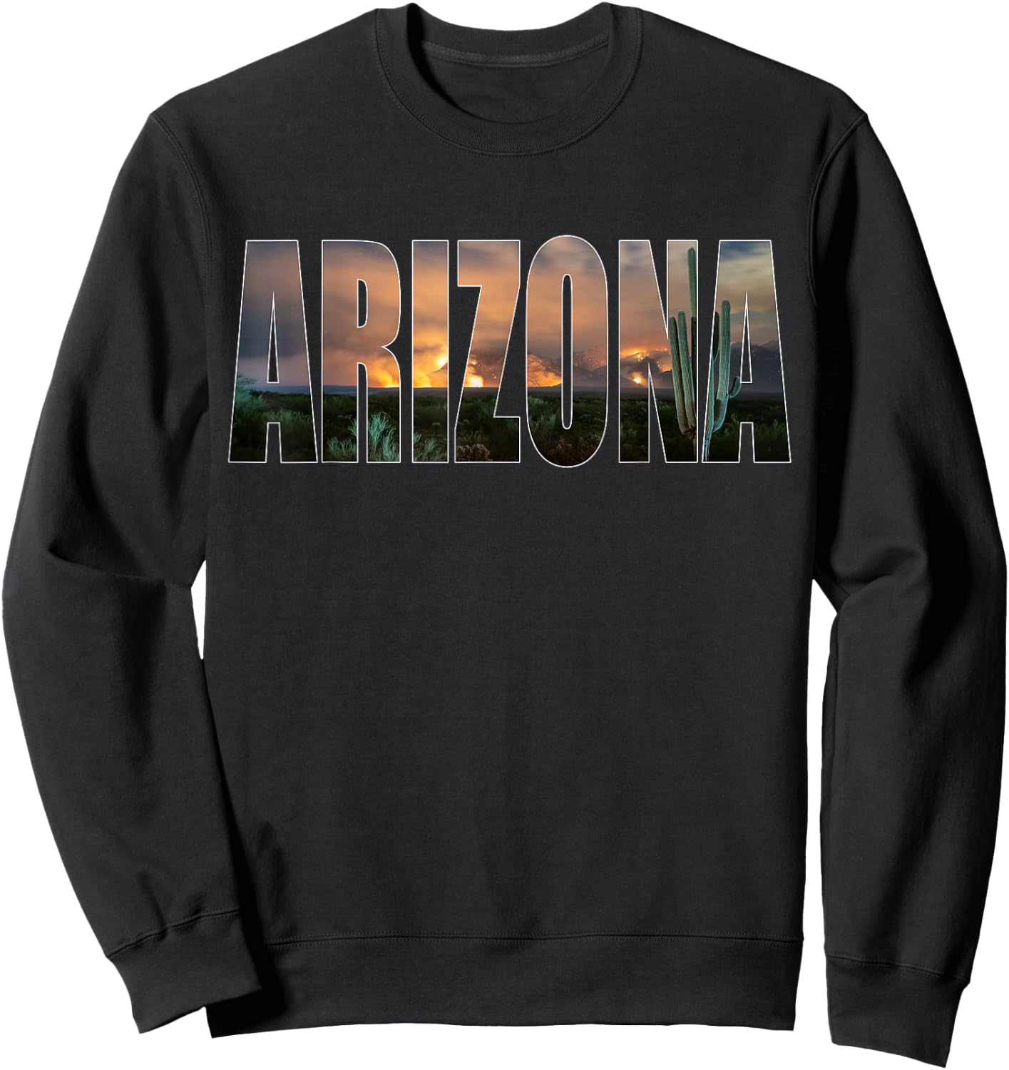 Arizona Photo Landscape Cactus Dessert Mountains Nature Sweatshirt - Sweatshirt | Black