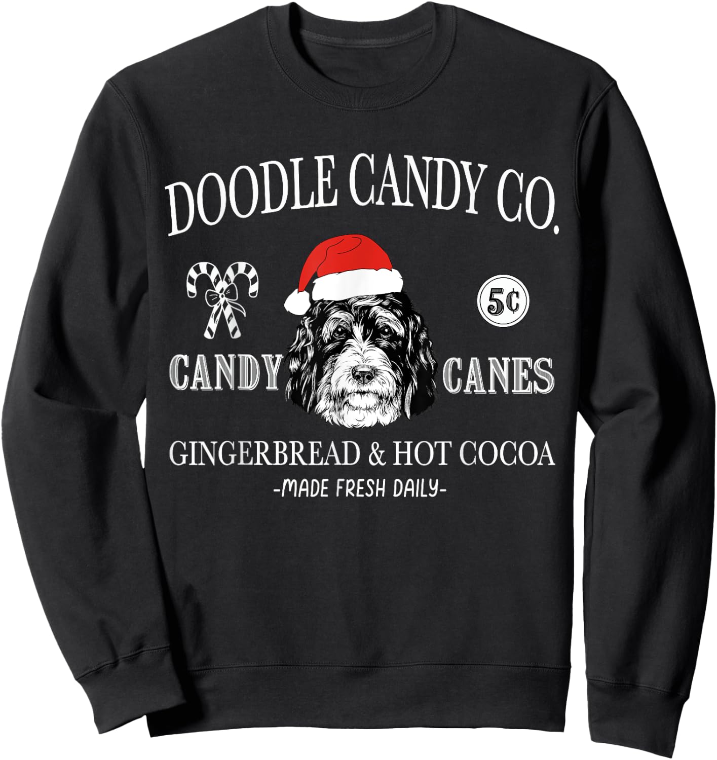 Funny Santa Bernedoodle Doodle Mom Christmas Vintage Holiday Sweatshirt - Sweatshirt | Black