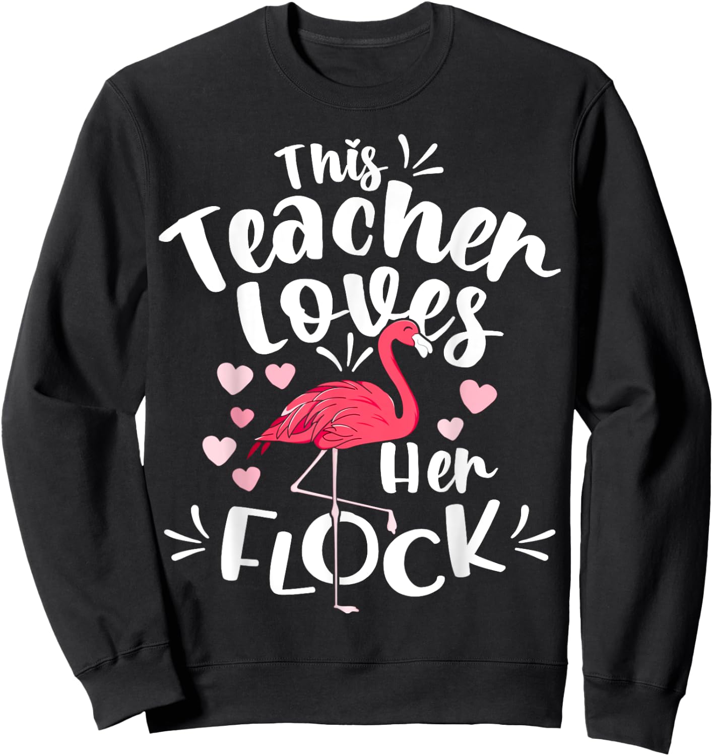 This Assistant Principal Loves Her Flock Flamingo Teacher Women Kids Sweatshirt - Sweatshirt | Black