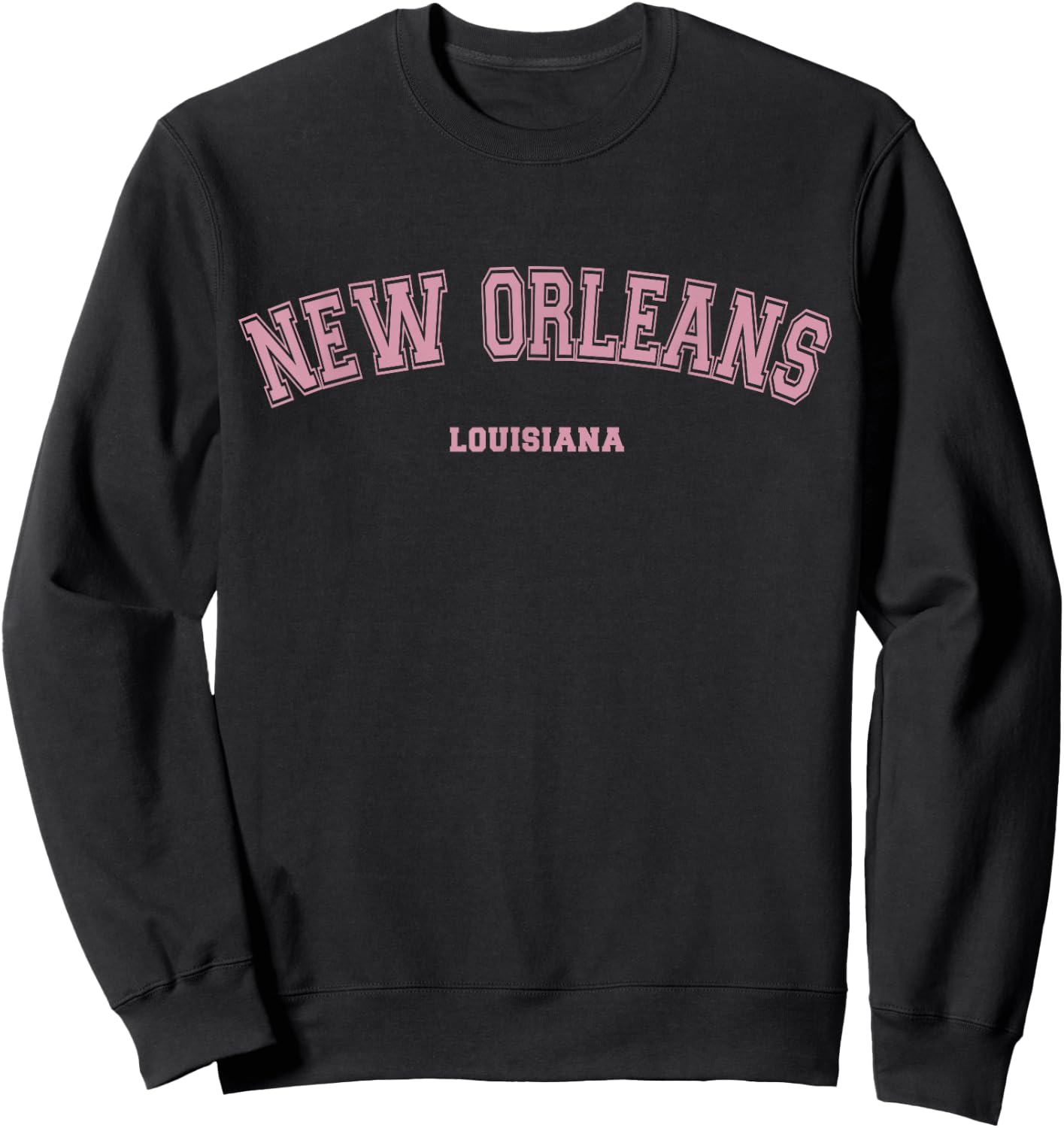 Pink New Orleans Louisiana LA Varsity Style on New Orleans Sweatshirt - Sweatshirt | Black