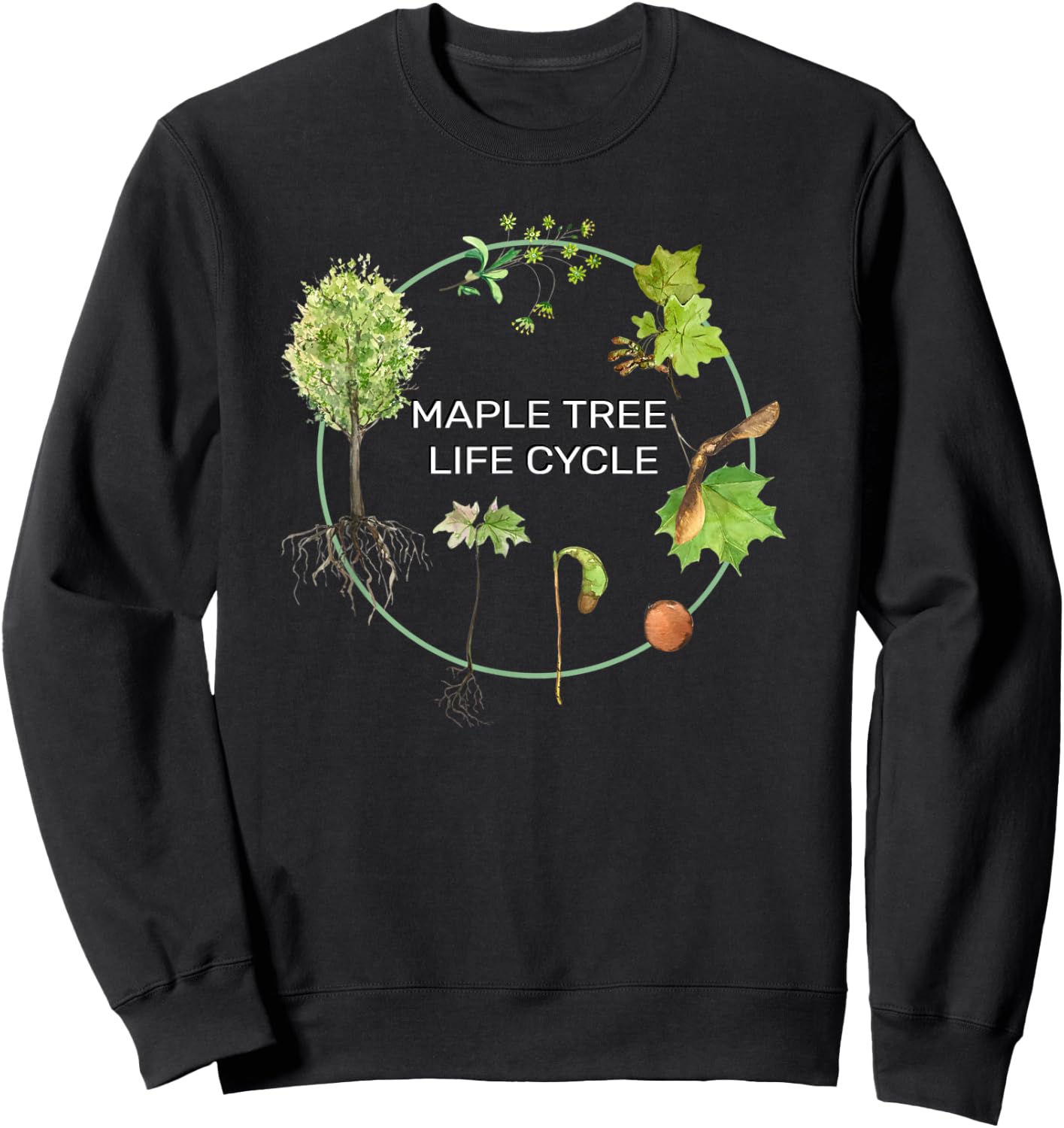 Maple Tree Seasonal Life Cycle Design Seed To Forest Lifespa Sweatshirt - Sweatshirt | Black