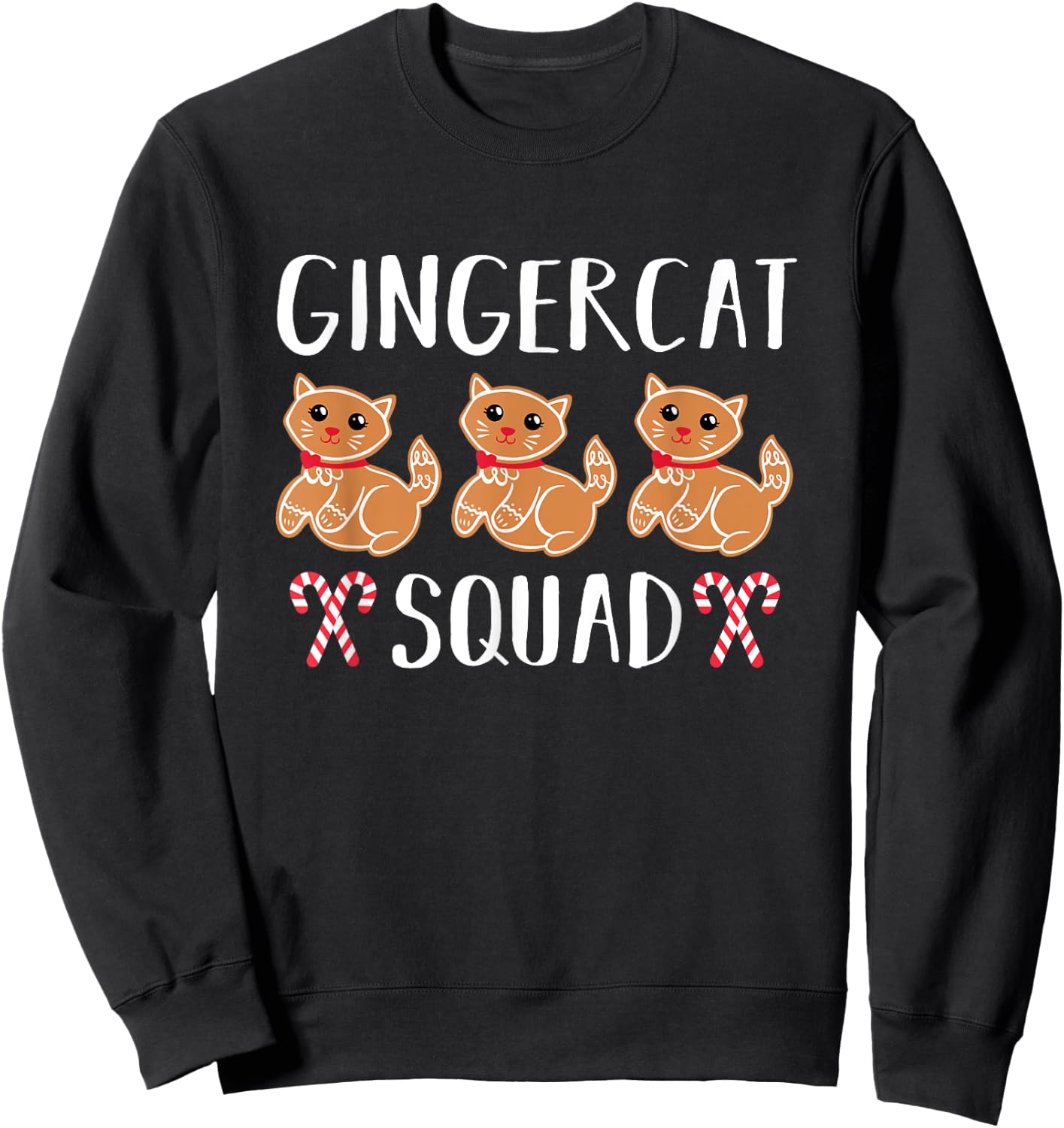 Christmas Gingerbread Cat Gingercat Squad Sweatshirt - Sweatshirt | Black