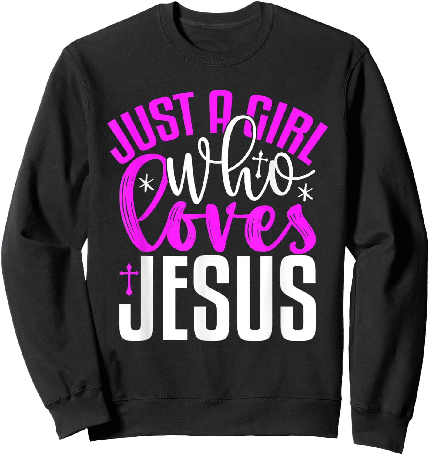 Just A Girl Who Loves Jesus Purple And White Sweatshirt - Sweatshirt | Black