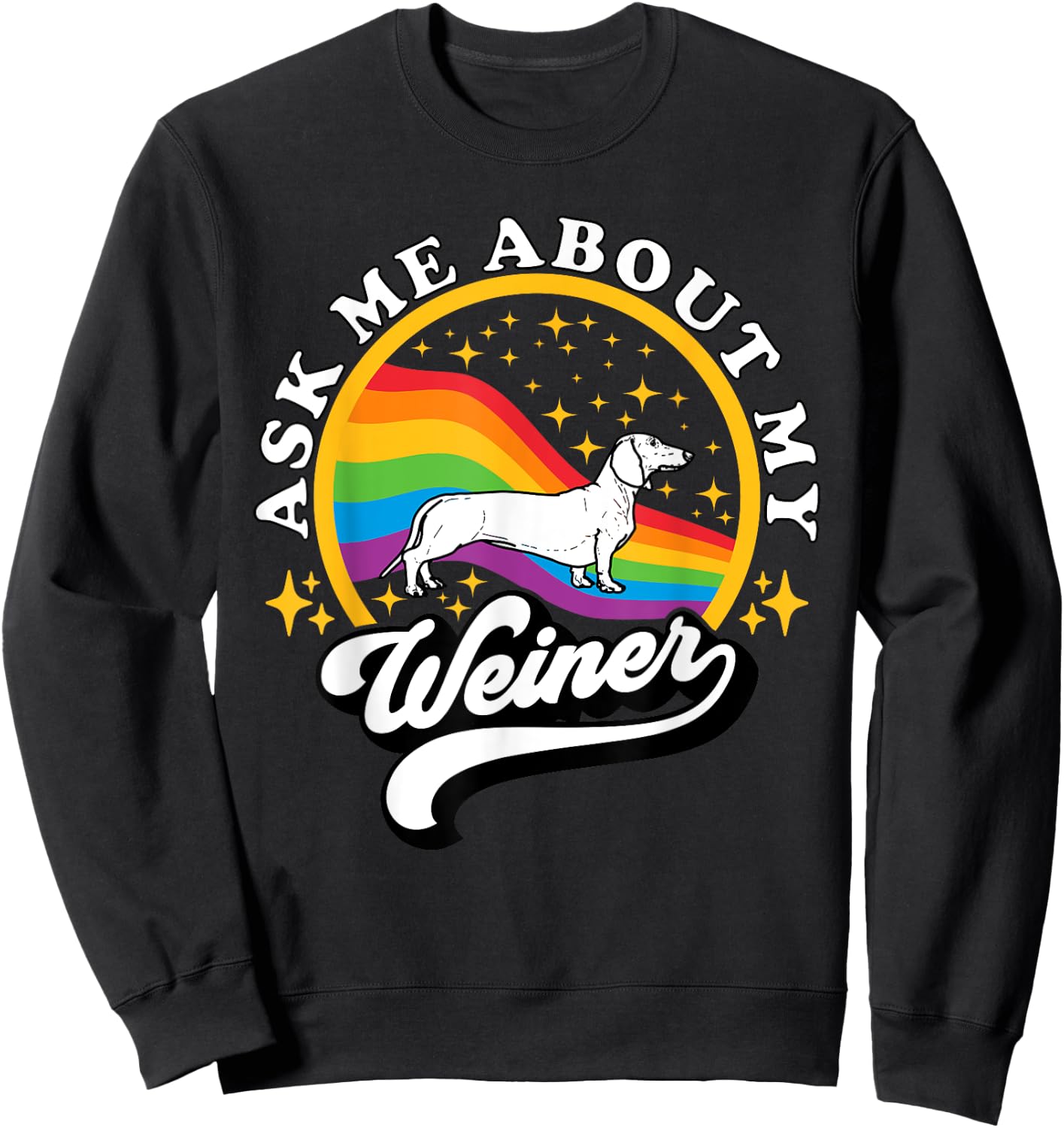 Funny Dachshund Wiener by TheMaesthetics -Adults Retro Wiener Dog Black Small Sweatshirt - Sweatshirt | Black