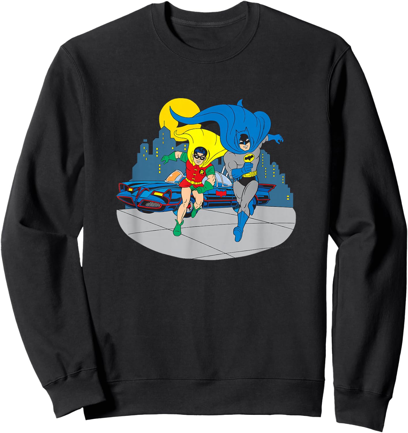 Batman and Robin Midnight Gotham Retro Vintage Comic Run Sweatshirt - Sweatshirt | Black